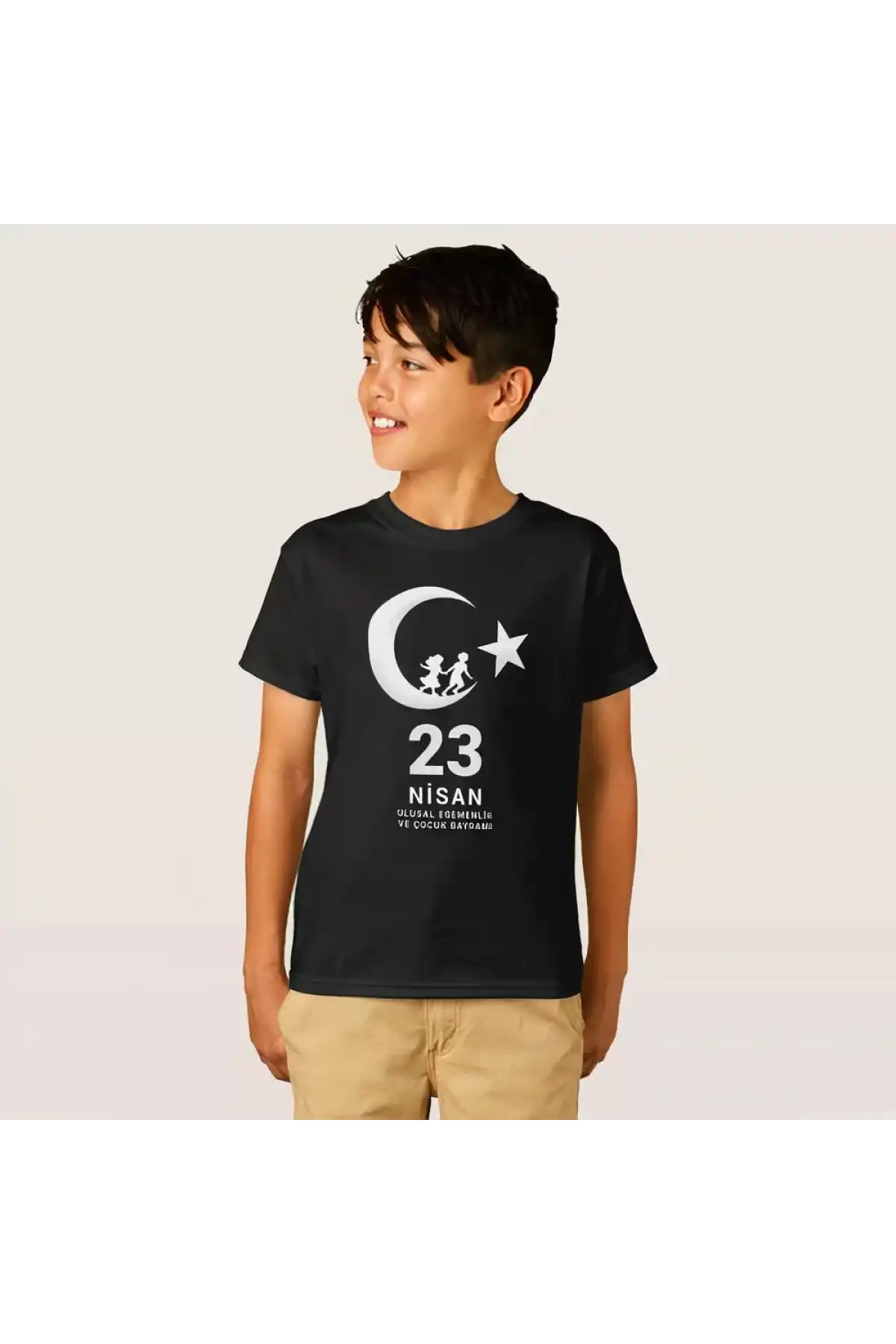23 Nisan Çocuk Bayramı Baskılı Özel T-shirt - Siyah