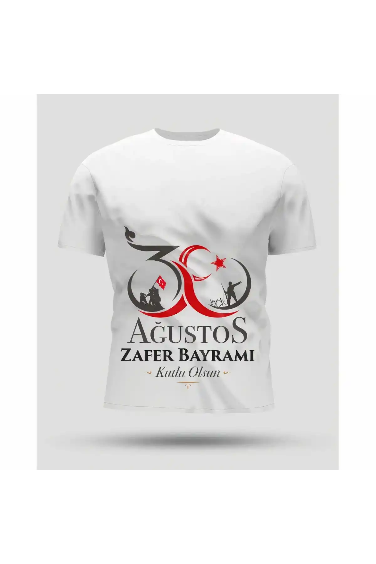 30 Ağustos Oversize Baskılı T-shirt - Beyaz