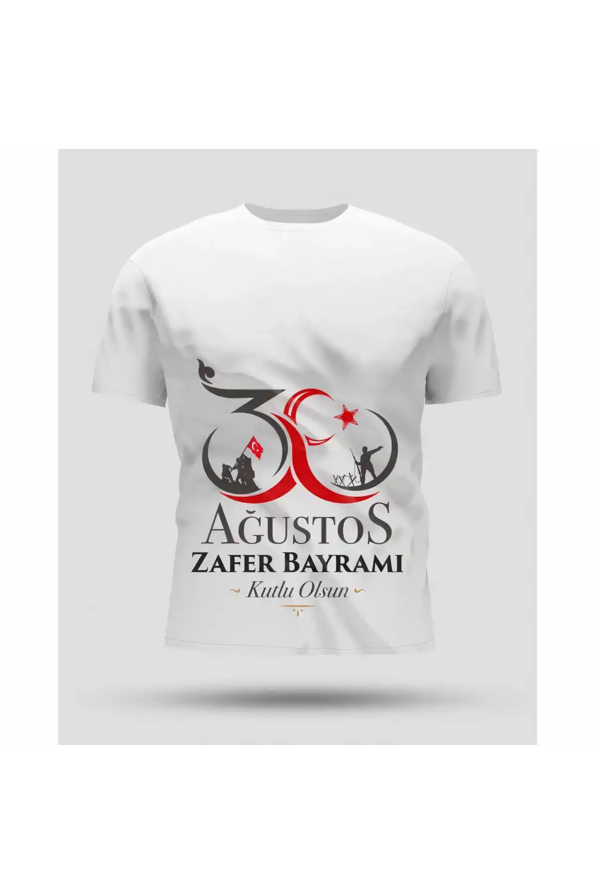 30 Ağustos Oversize Baskılı T-shirt - Beyaz