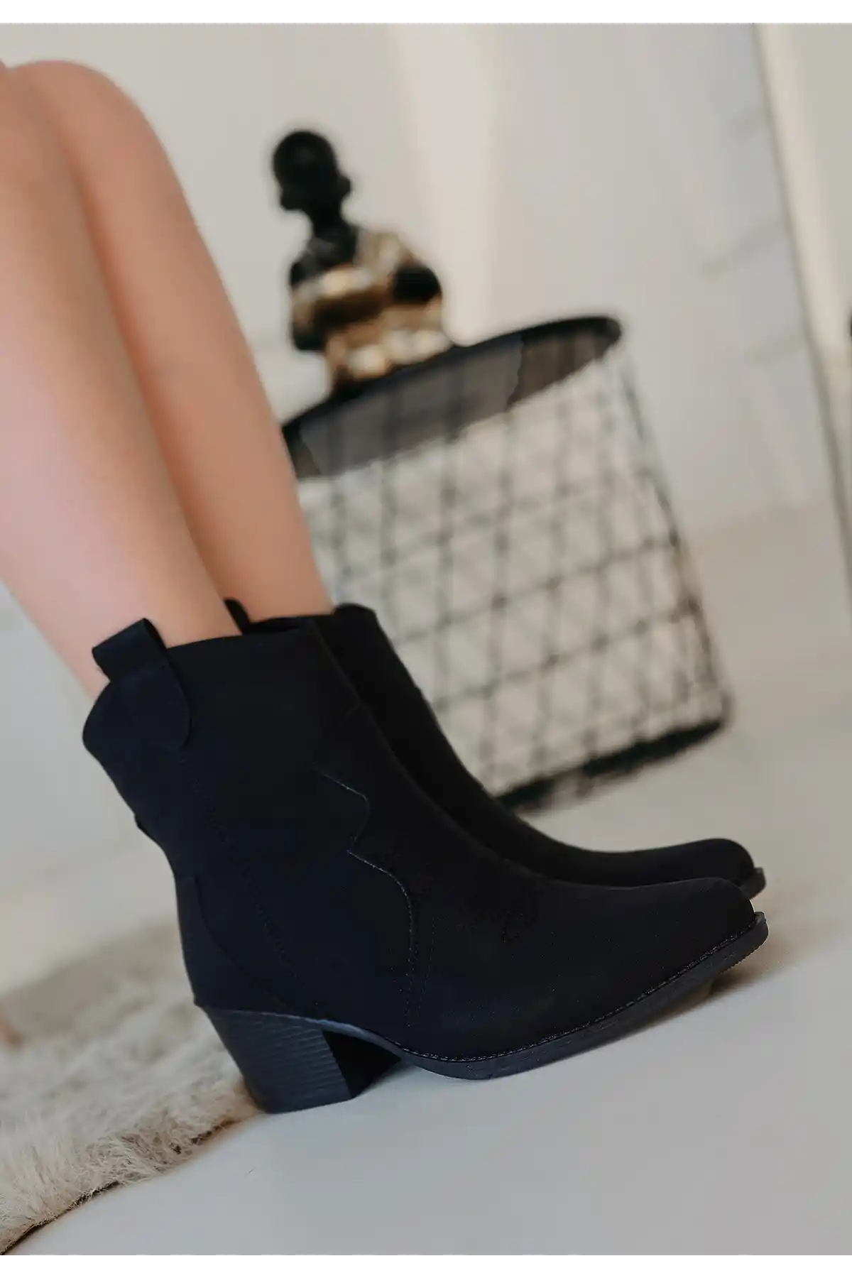 Akver Siyah Nubuk Topuklu Bot - GC