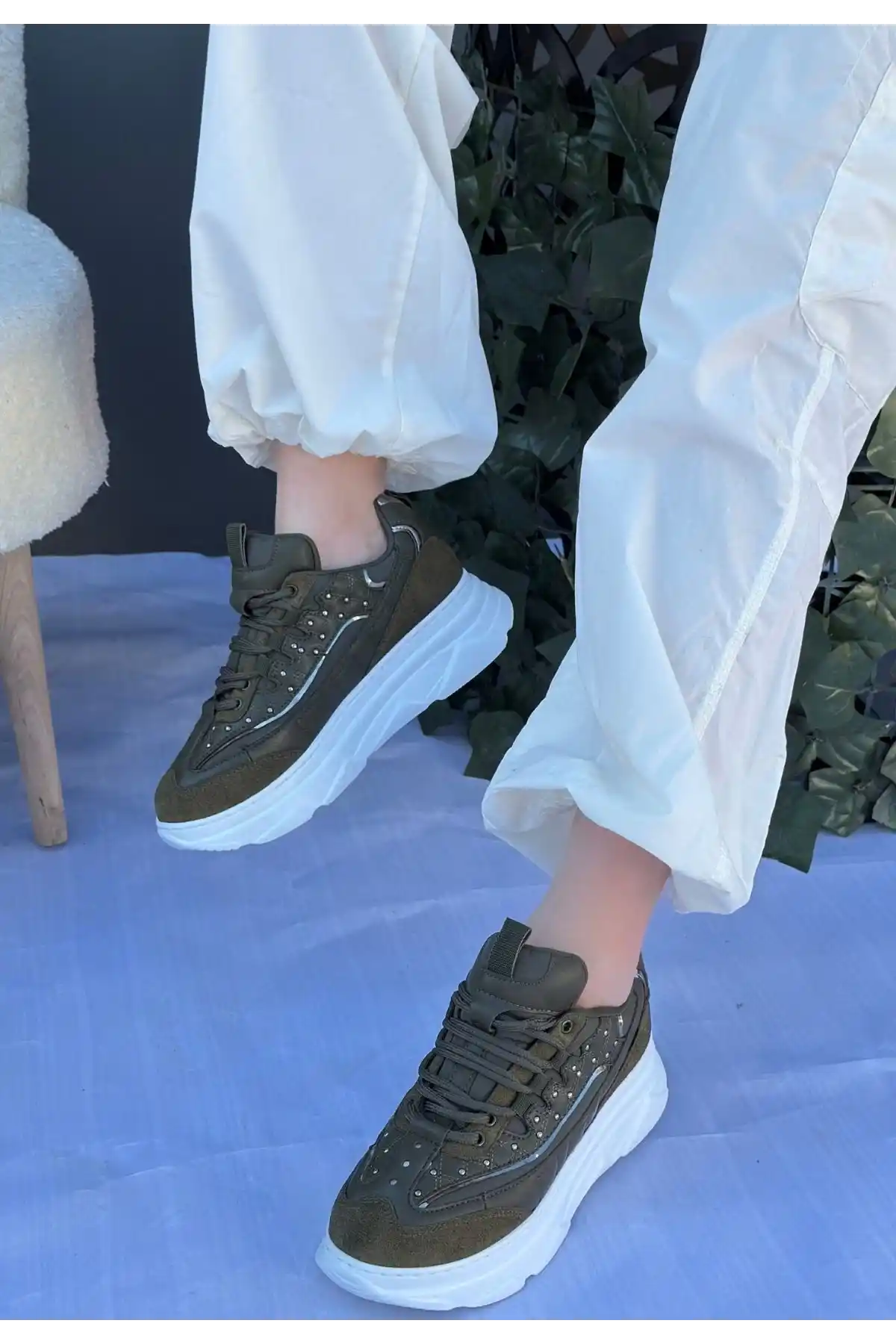 Aleid Yeşil Süet Bağcıklı Spor Ayakkabı - GC