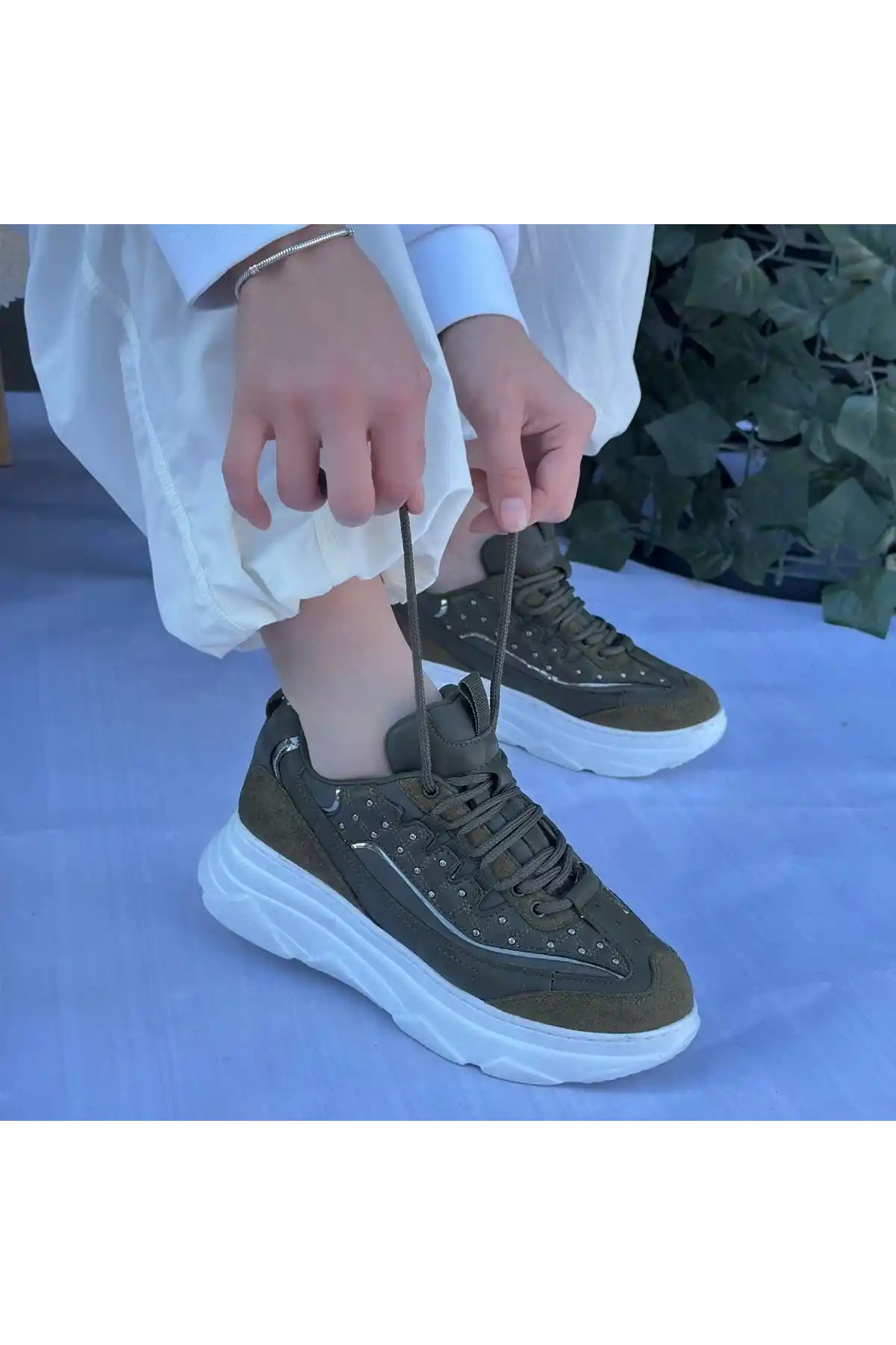 Aleid Yeşil Süet Bağcıklı Spor Ayakkabı - GC