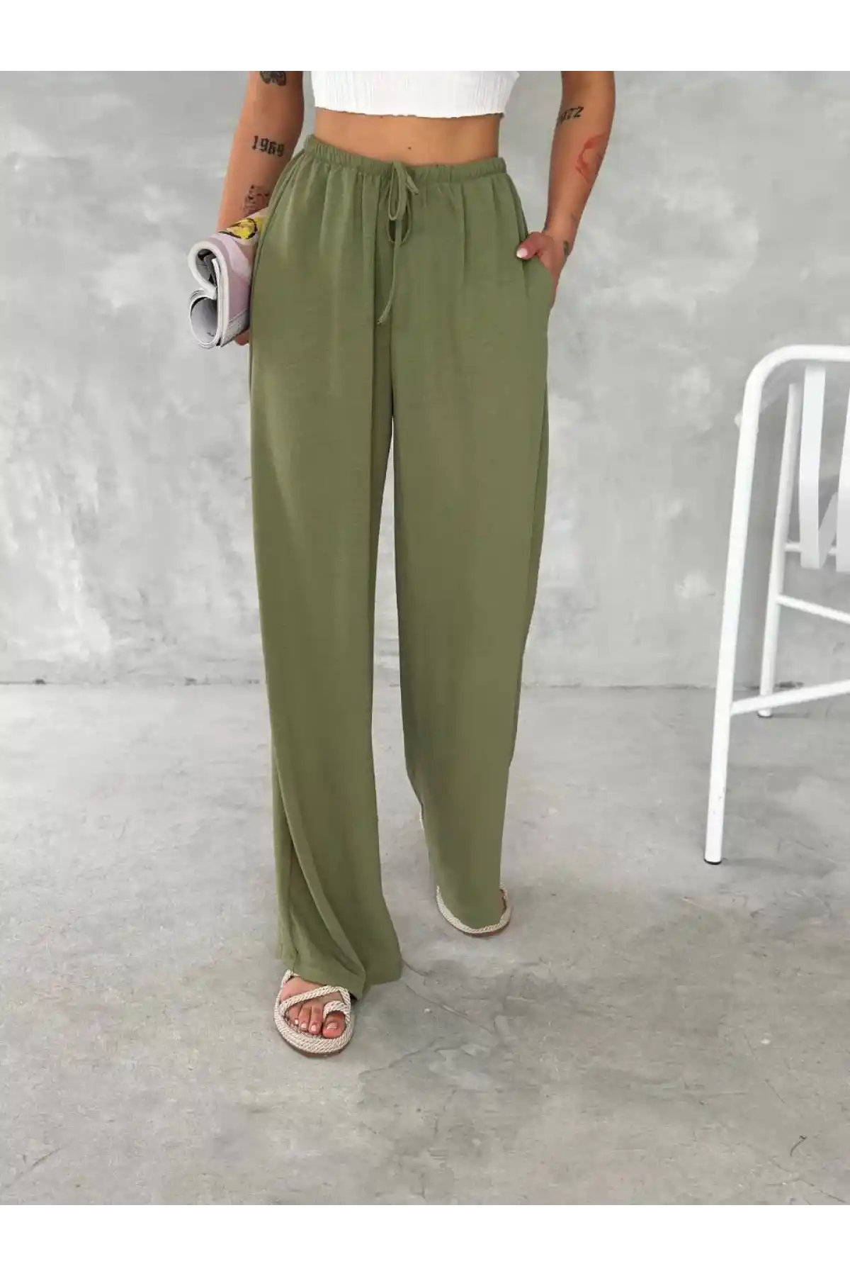 Ayrobin Oversize Kadın Pantalon - Mint Yeşili