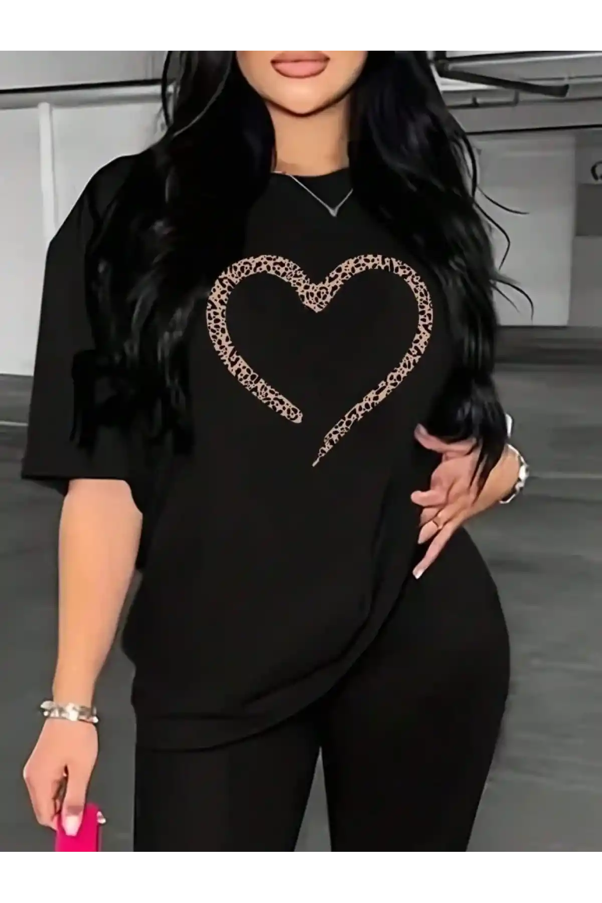 Baskılı Kadın T-shirt - Siyah