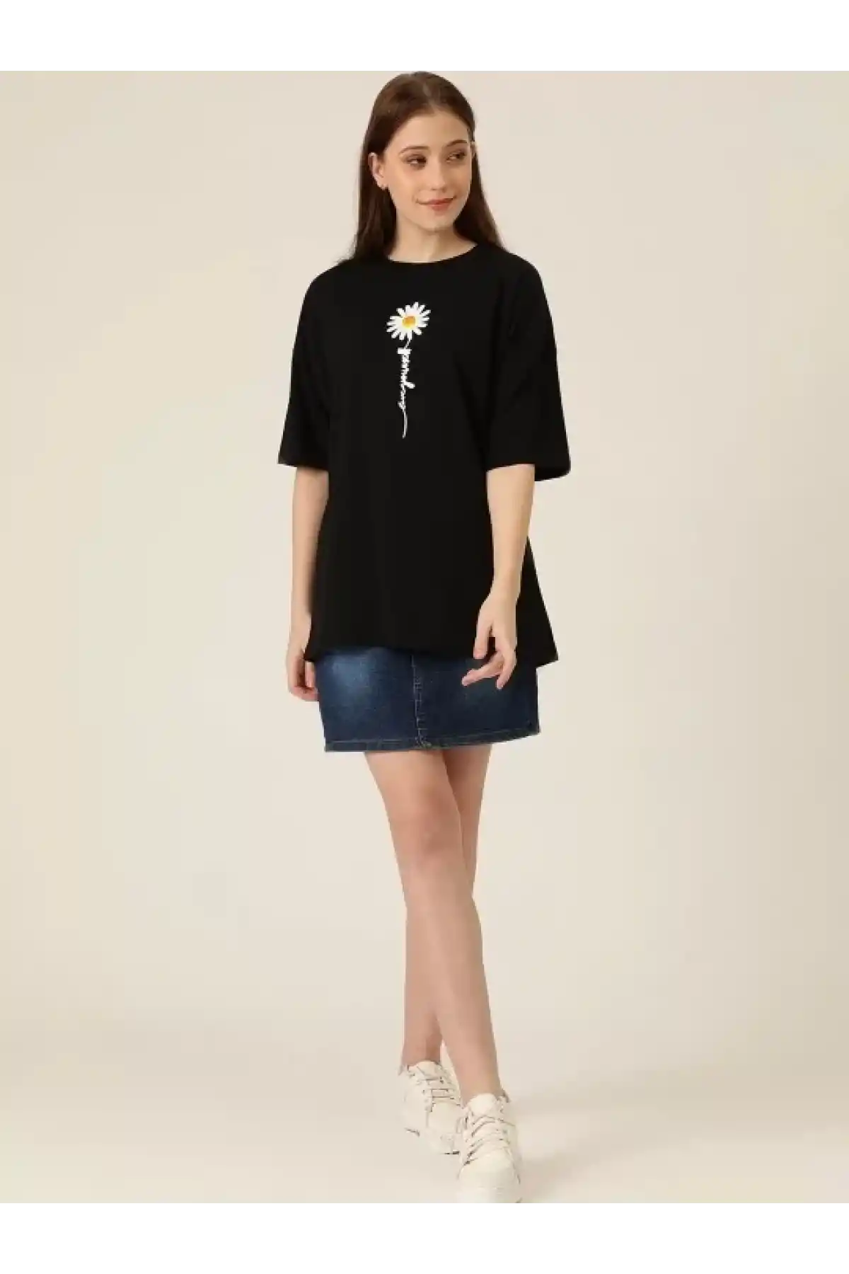 Baskılı Kadın T-shirt - Siyah