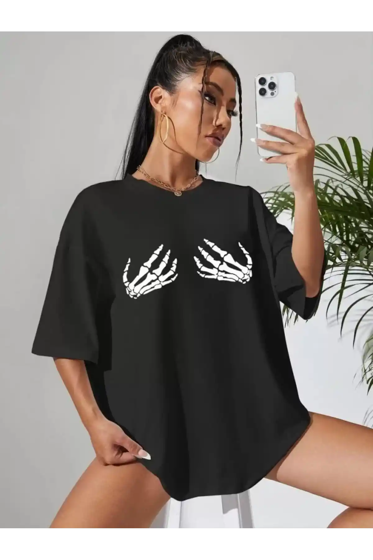 Baskılı Kadın T-shirt - Siyah