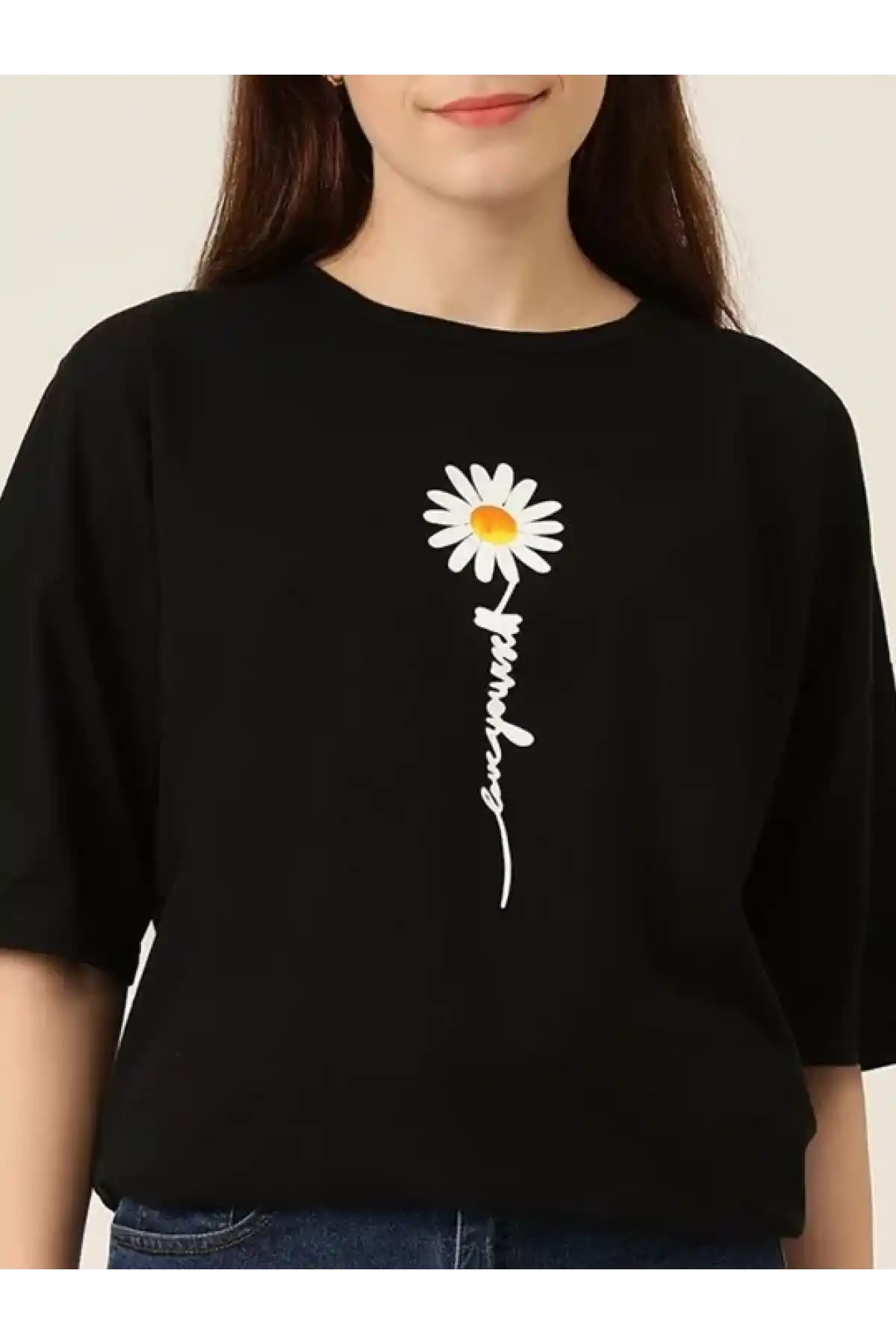 Baskılı Kadın T-shirt - Siyah