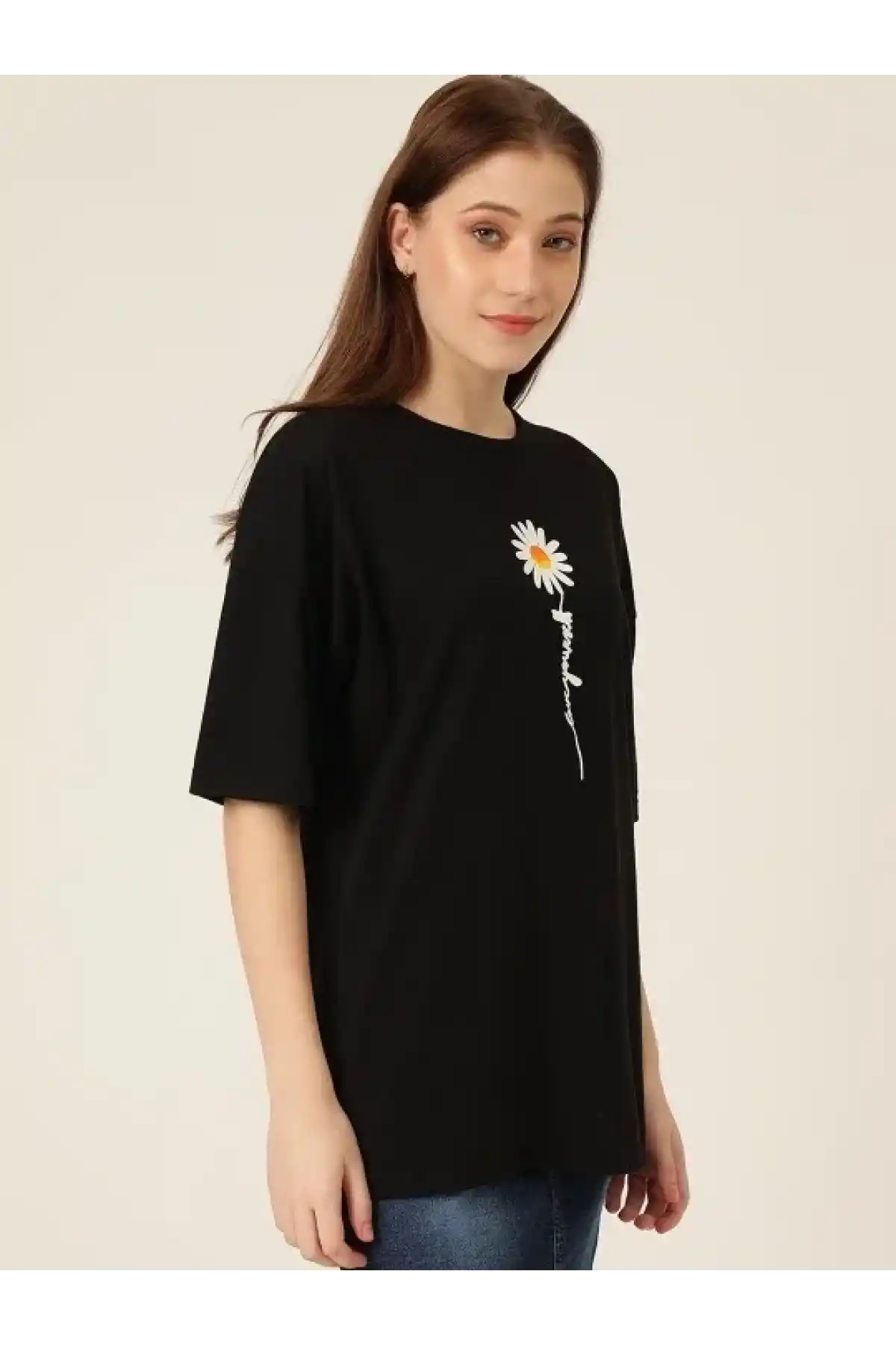 Baskılı Kadın T-shirt - Siyah