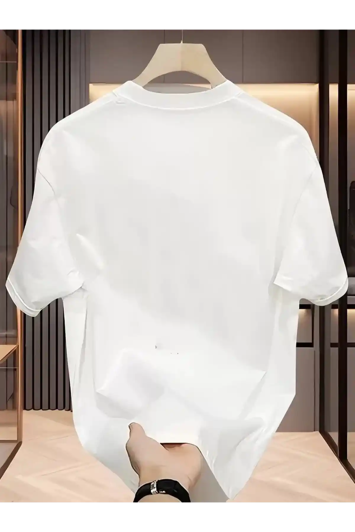 Rahat Bisiklet Yaka Tişört, Yaratıcı Karikatür Baskı - Yumuşak Polyester, Her Mevsim Giyilebilir- Beyaz