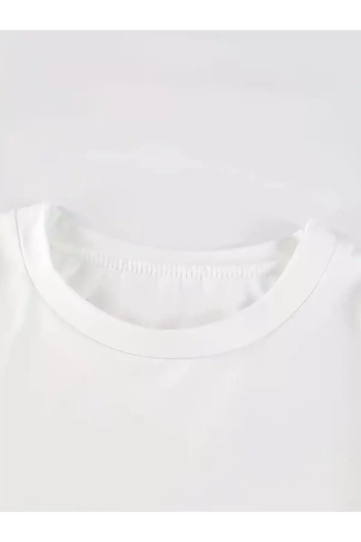 20/1 Penye Compack Baskılı Oversize Kısa Kol Bisiklet Yaka T-shirt - Beyaz