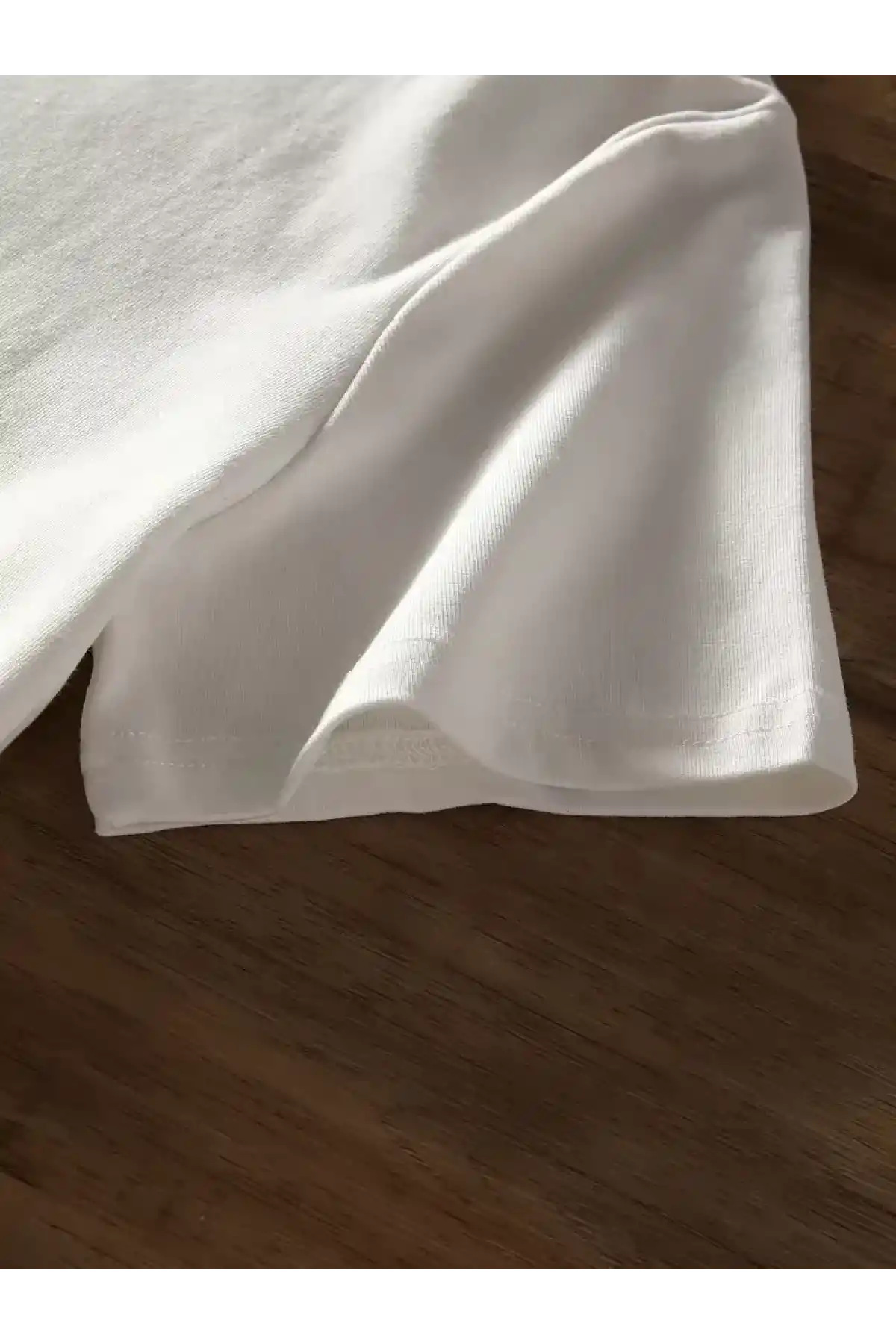 20/1 Penye Compack Baskılı Oversize Bisiklet Yaka Kısa Kol Yazlık T-shirt - Beyaz