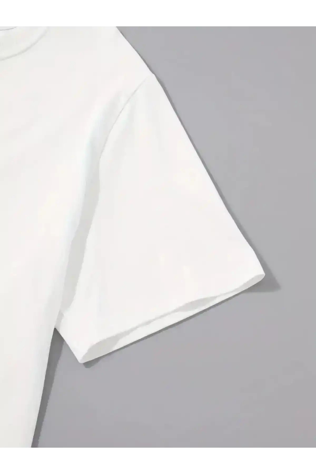 20/1 Penye Compack Palmiye Baskılı Oversize Bisiklet Yaka Kısa Kol T-shirt - Beyaz