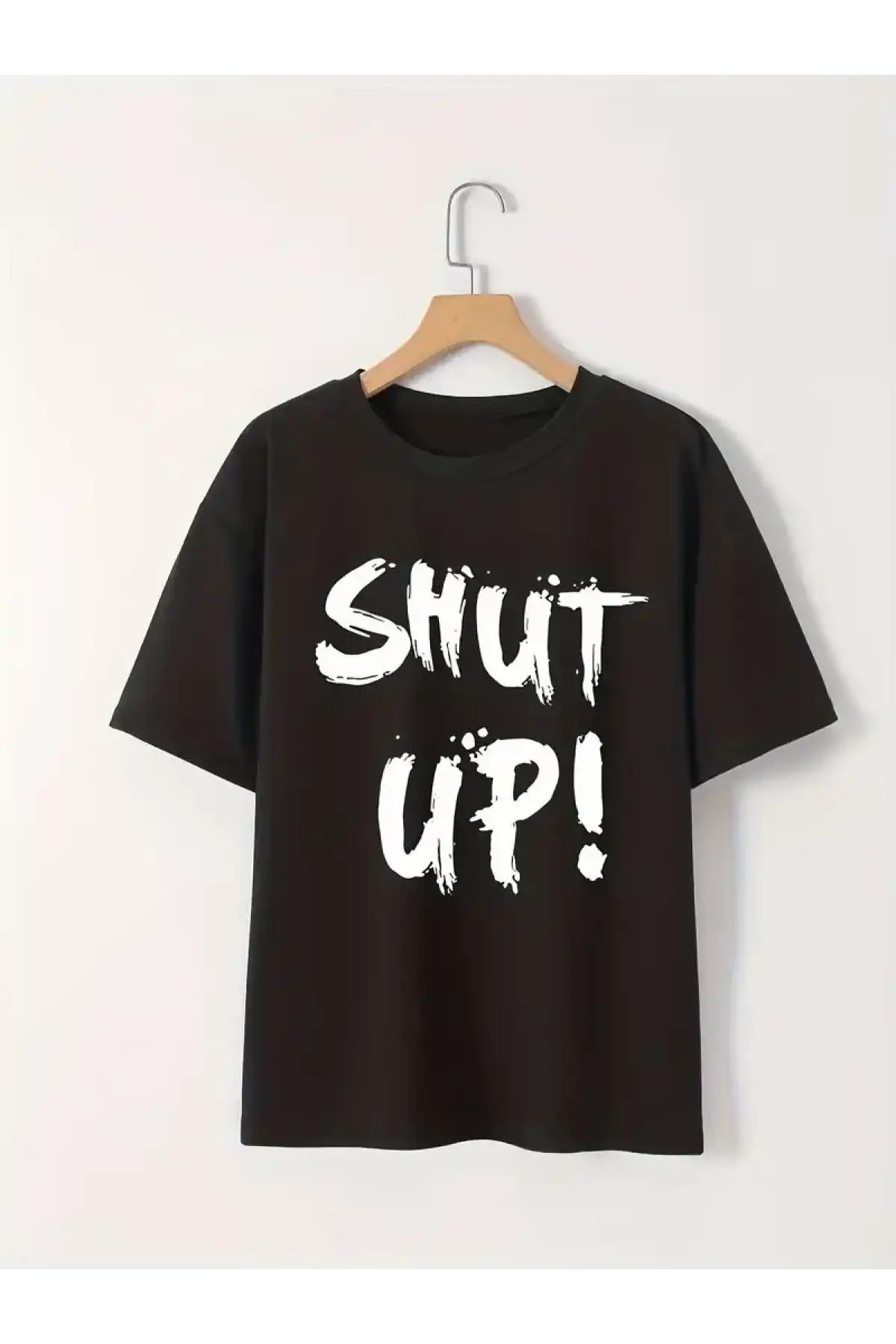 20/1 Penye Compack Baskılı Oversize Bisiklet Yaka m Kısa Kol Yazlık T-shirt - Siyah