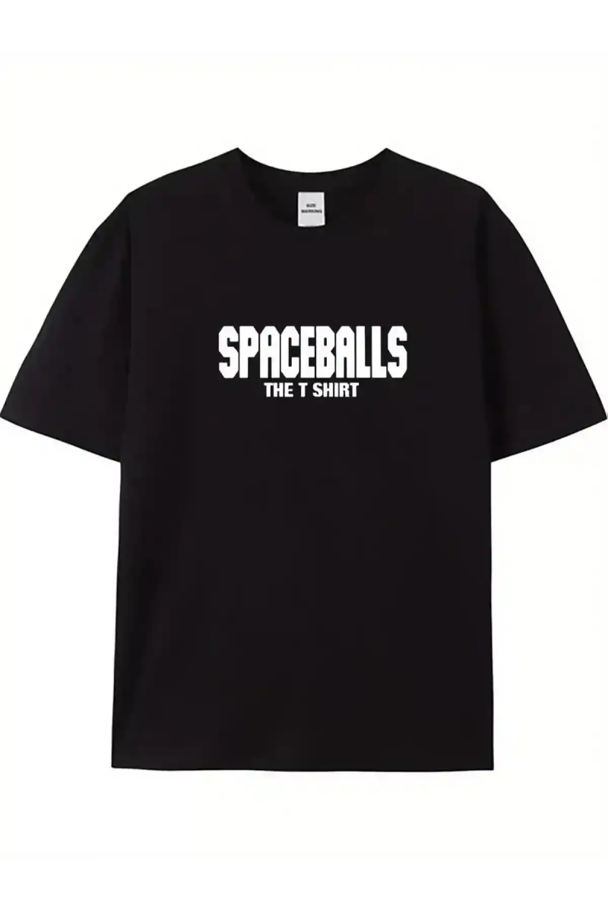 20/1 Penye Compack SPACEBALLS Erkek Baskılı Oversize Bisiklet Yaka Kısa Kol Yazlık T-shirt - Siyah