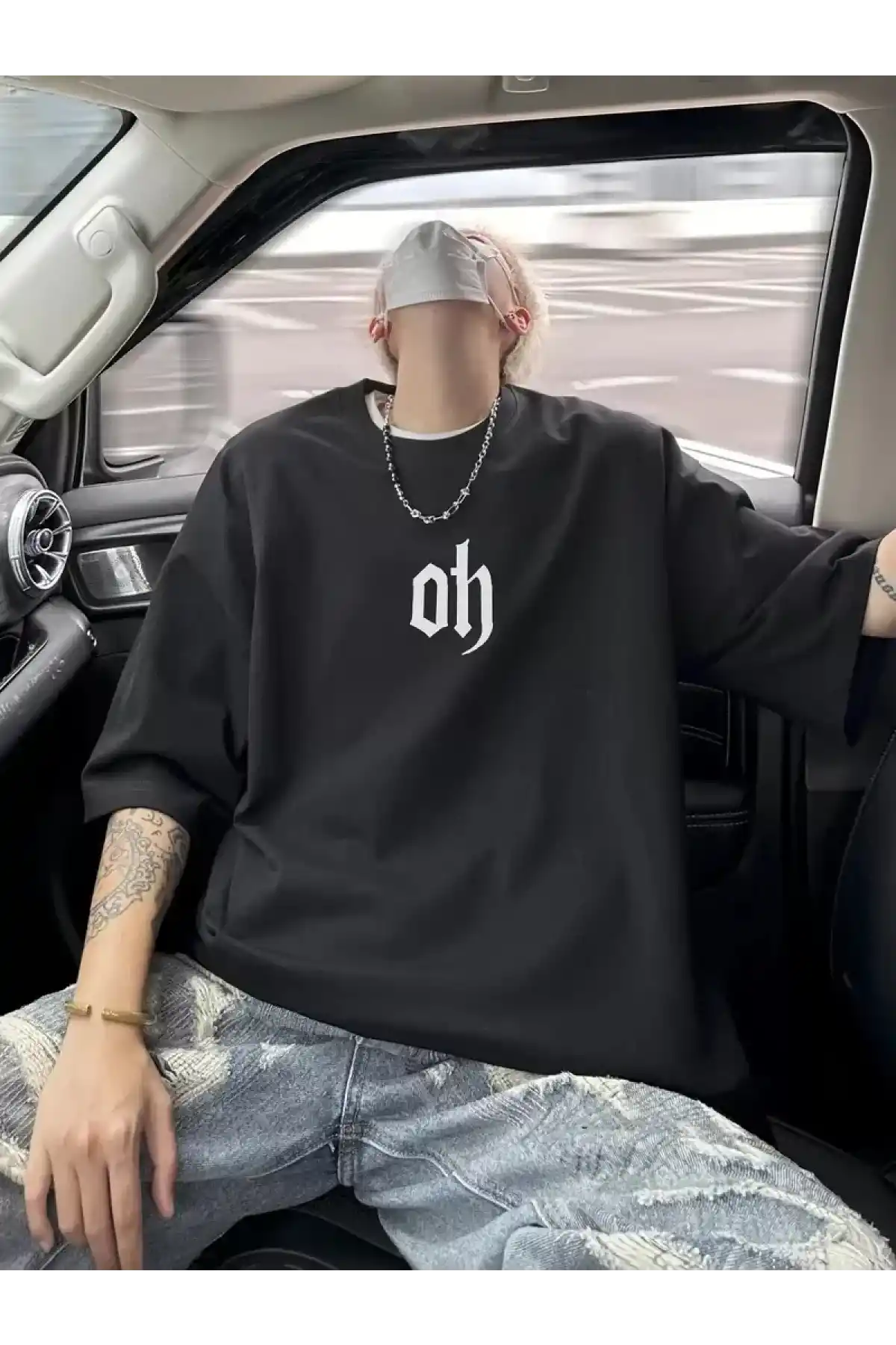 Baskı Oh Erkek Oversive Tişört, Grafik Tişört Erkek Yazlık Outdoor Kıyafetleri, Sporda ve Günlük Giyime Uygun - Siyah