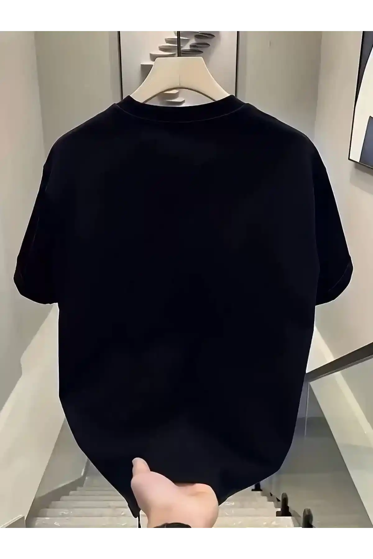 20/1 Penye Compack Day One Baskılı Oversize Bisiklet Yaka T-shirt - Siyah