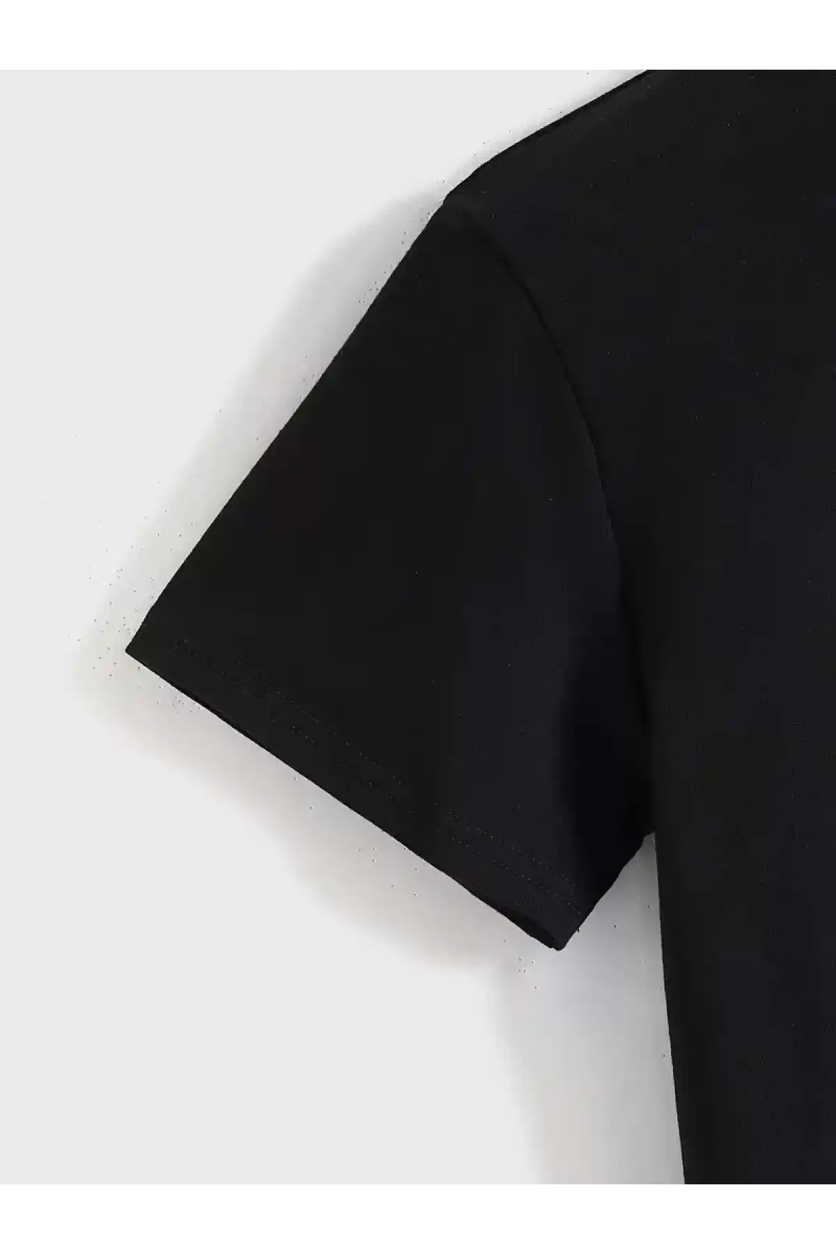 20/1 Penye Compack Baskılı Oversize Kısa Kol Bisiklet Yaka T-shirt - Siyah