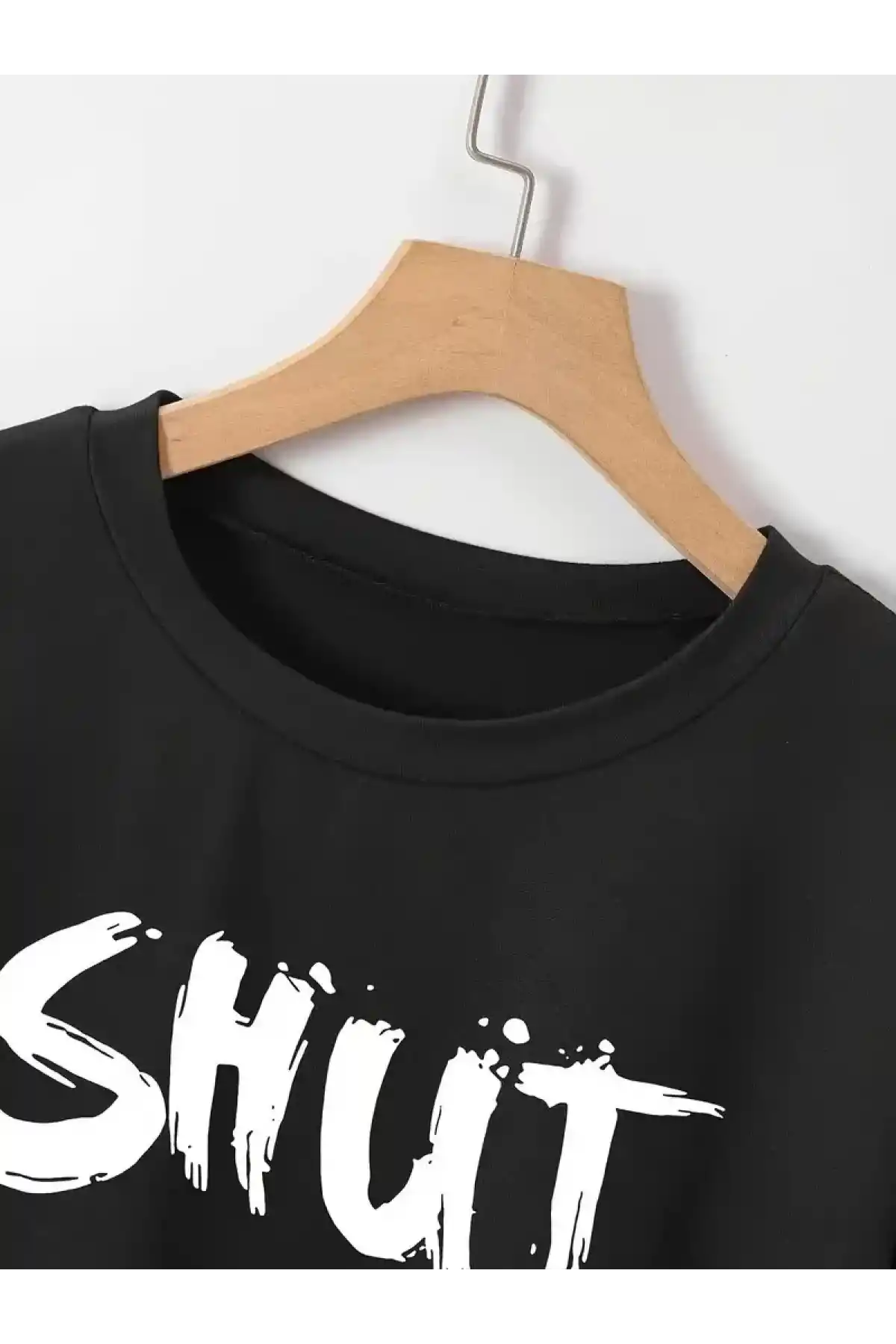 20/1 Penye Compack Baskılı Oversize Bisiklet Yaka m Kısa Kol Yazlık T-shirt - Siyah