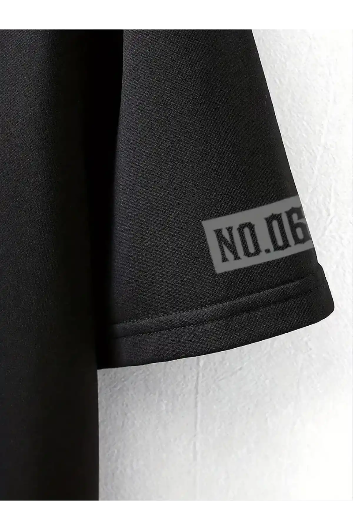 LB Ön Arka Baskılı Oversize Bisiklet Yaka Yazlık T-shirt - Siyah