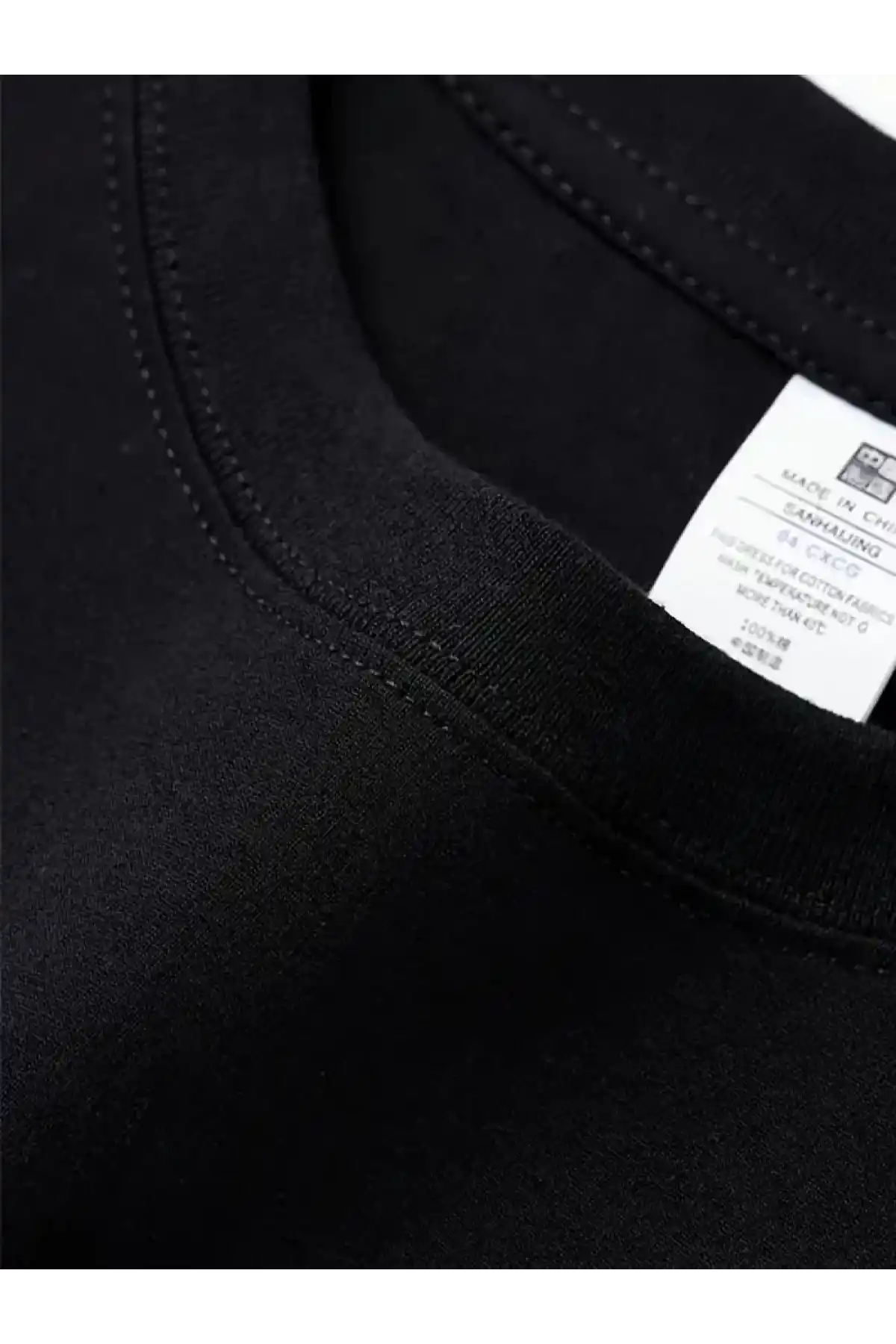 AICG Ön Arka Baskılı Bisiklet Yaka Kadın Oversize Bisiklet Yaka T-shirt - Siyah