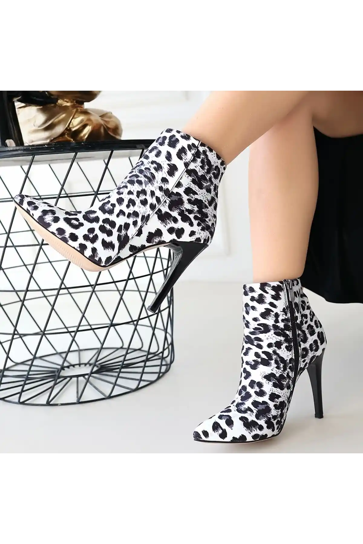 Blan Zebra Saten Topuklu Bot - GC