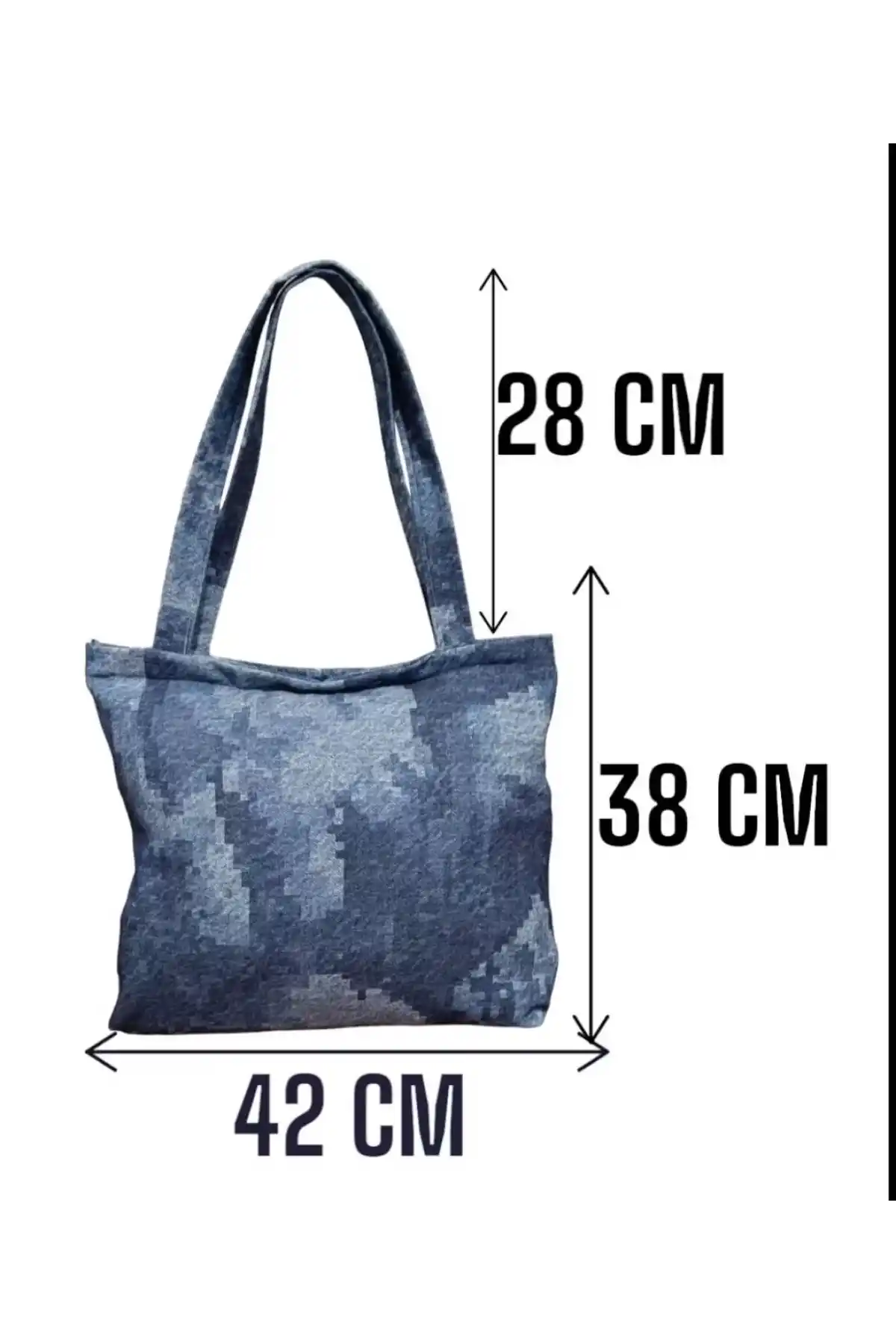 Blujin Desenli Piknik ve Deniz Cepli Fermuarlı Çanta - Mavi