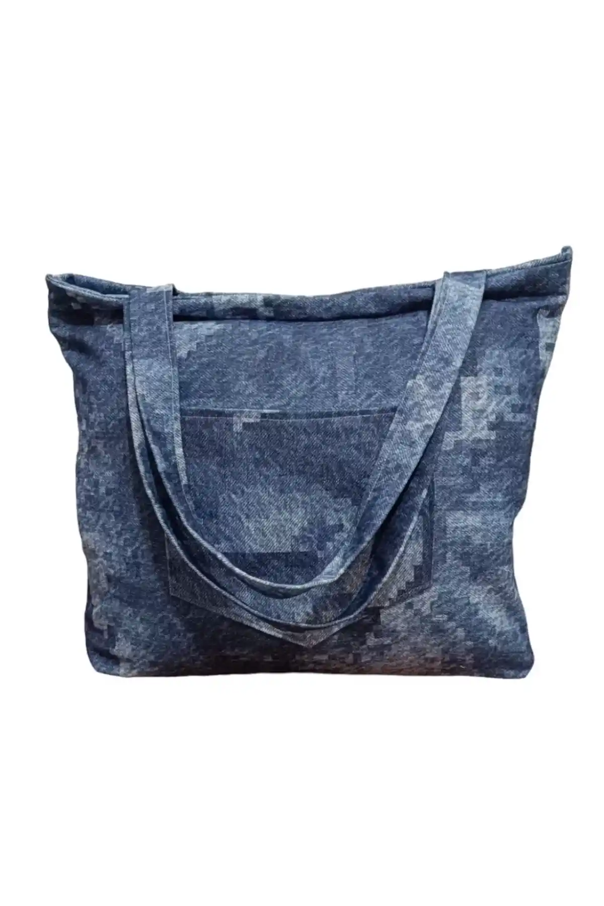 Blujin Desenli Piknik ve Deniz Cepli Fermuarlı Çanta - Mavi