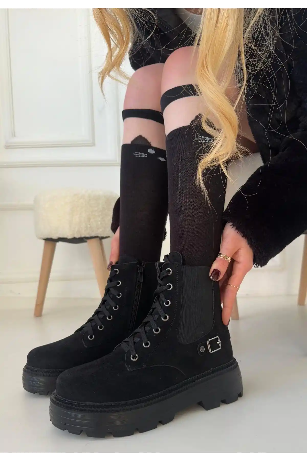 Boby Siyah Süet Bağcıklı Bot - GC