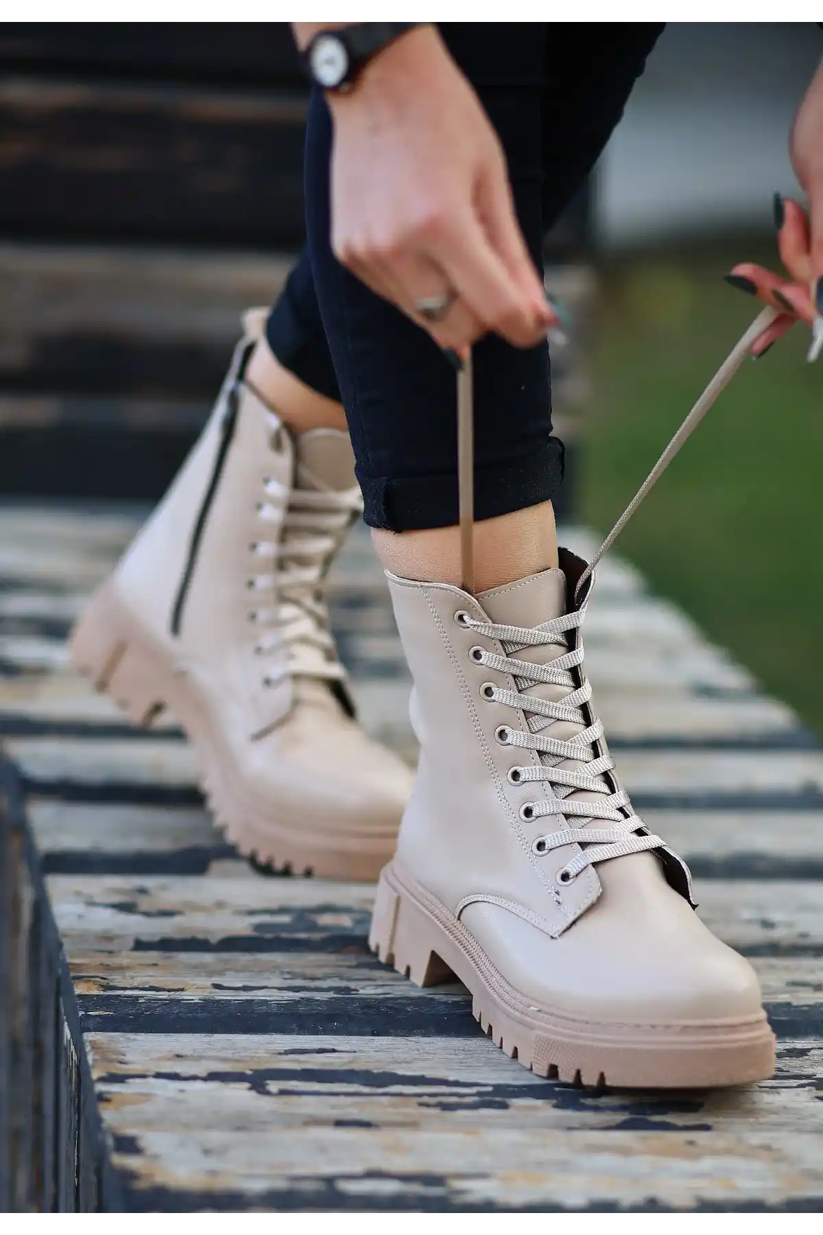 Bria  Nude Cilt Bağcıklı Bot - GC