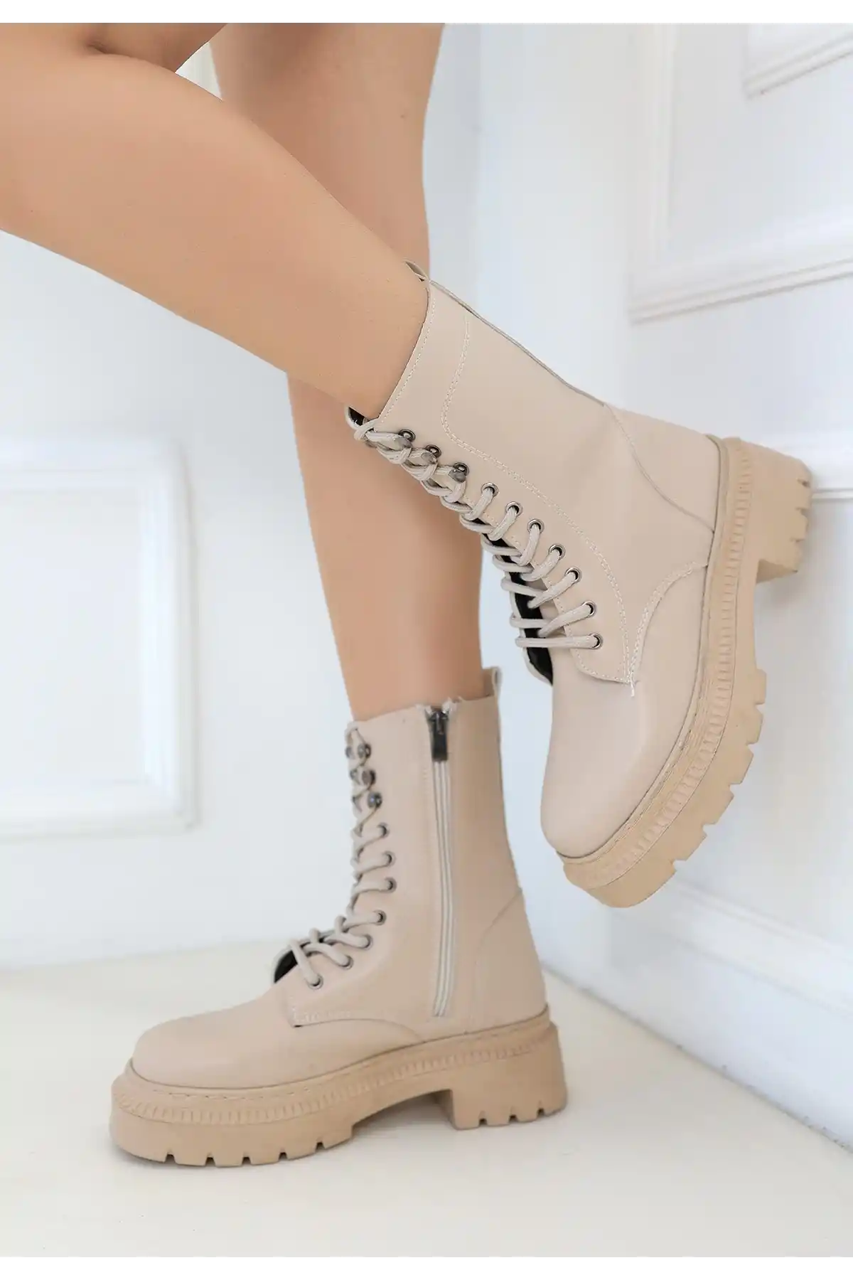 Caxa Nude Cilt Bağcıklı Bot - GC