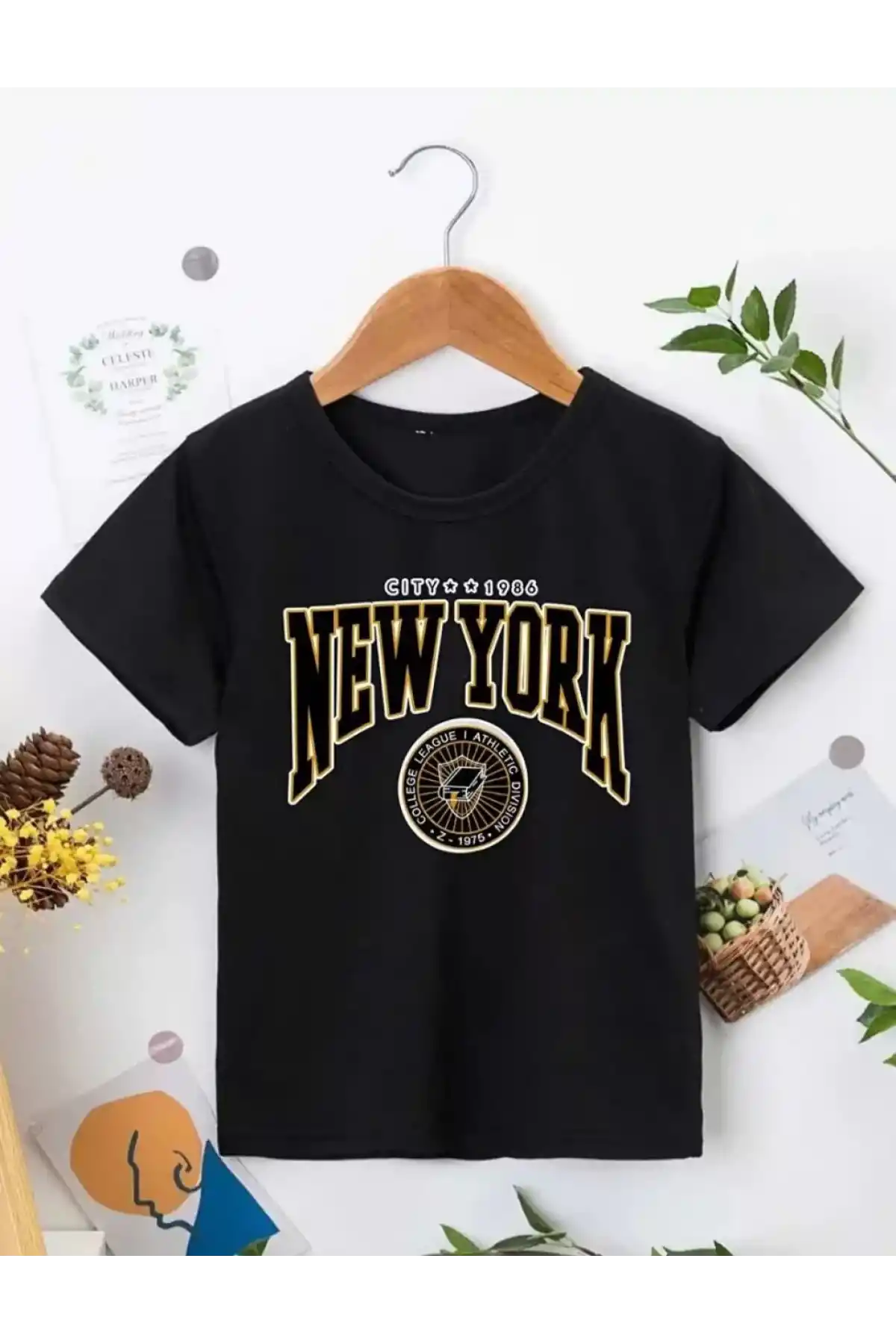 Çocuk Unisex Baskılı T-Shirt - Siyah