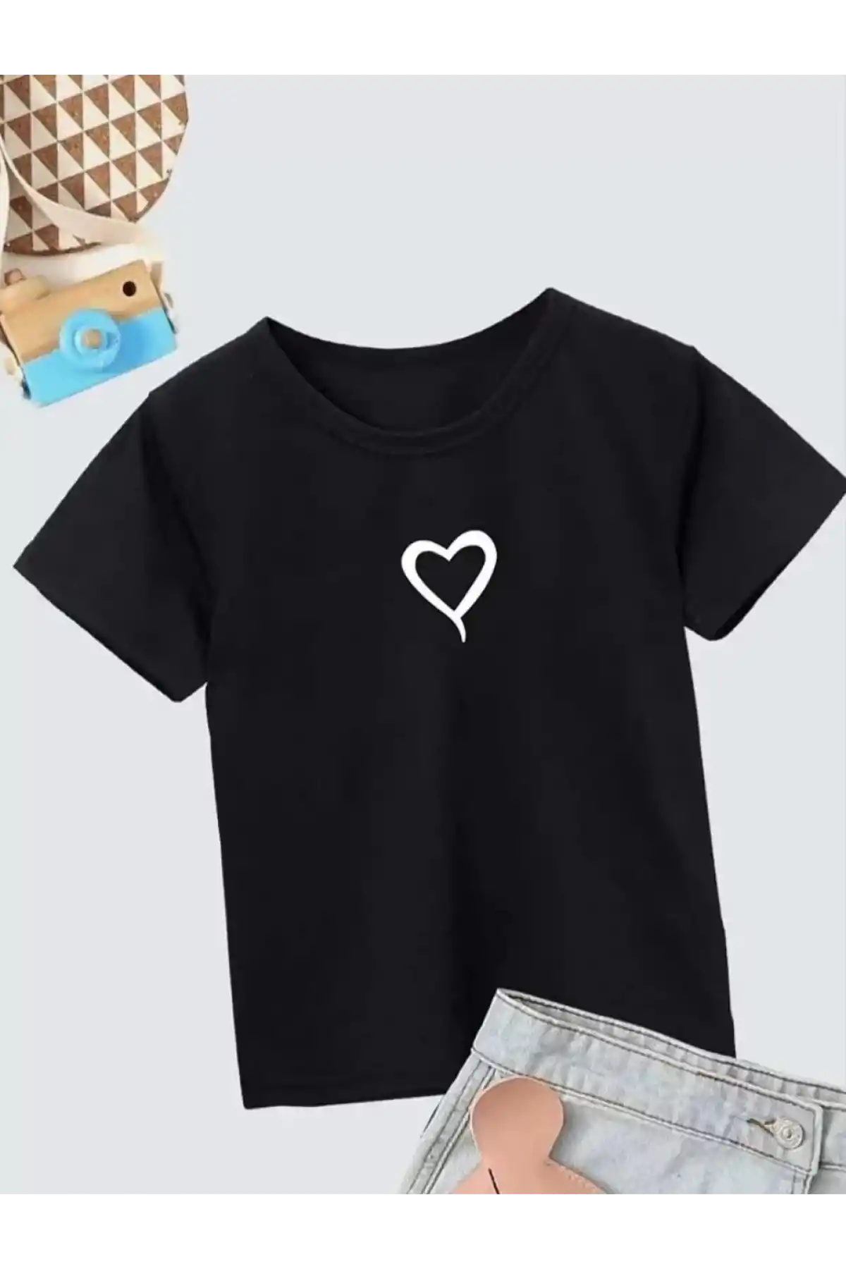 Çocuk Unisex Baskılı T-Shirt - Siyah