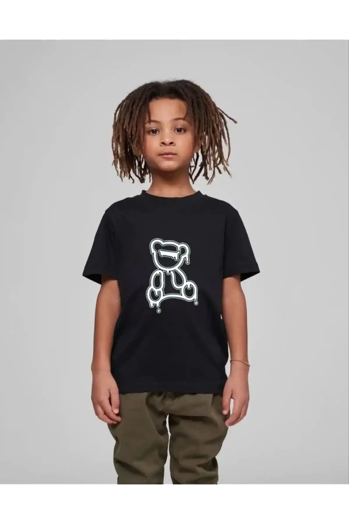 Çocuk Unisex Baskılı T-Shirt - Siyah