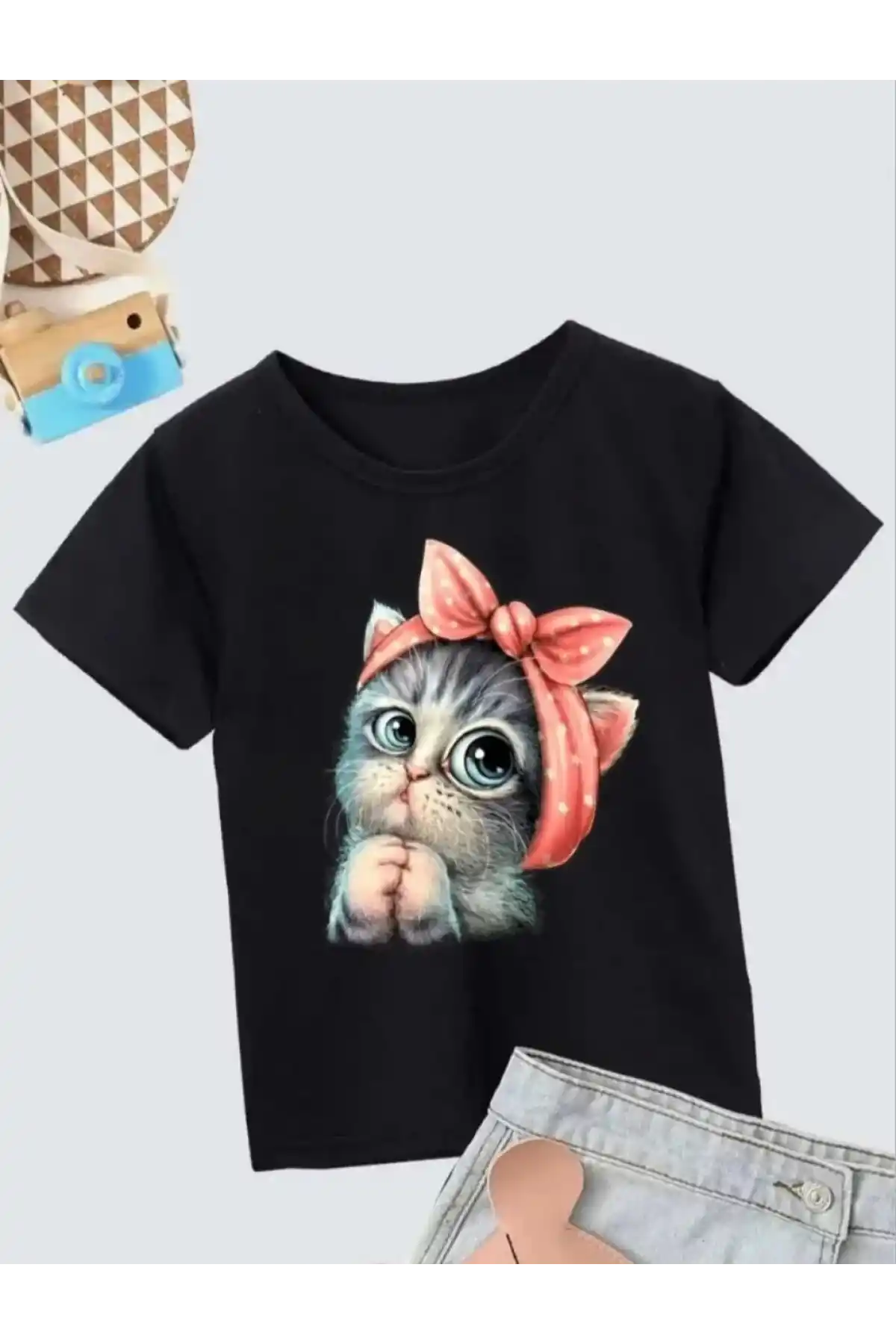 Çocuk Unisex Baskılı T-Shirt - Siyah