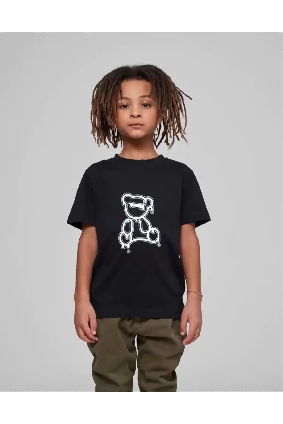 Çocuk Unisex Baskılı T-Shirt - Siyah