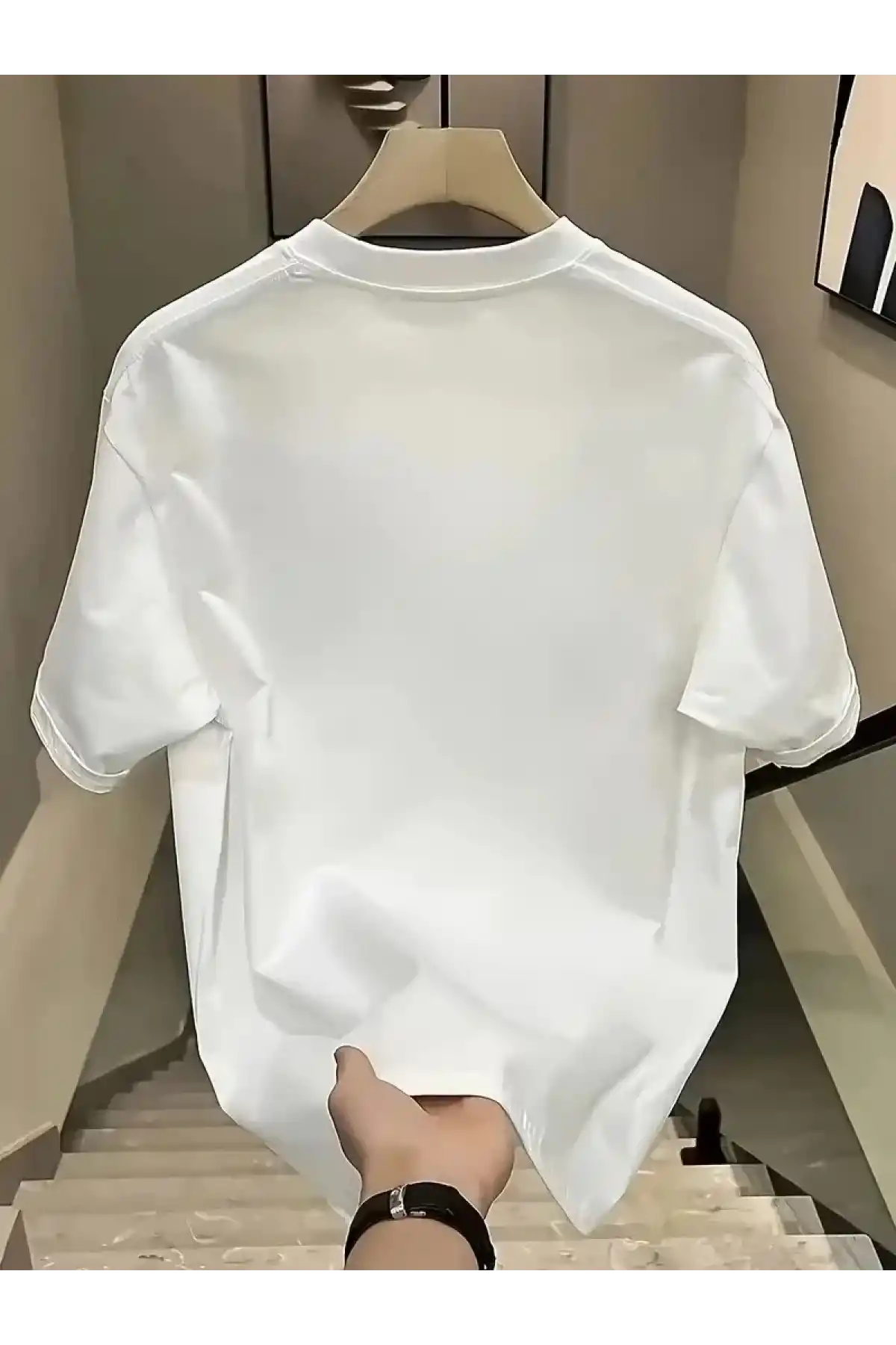 Day One Baskılı Oversize Bisiklet Yaka T-shirt - Beyaz