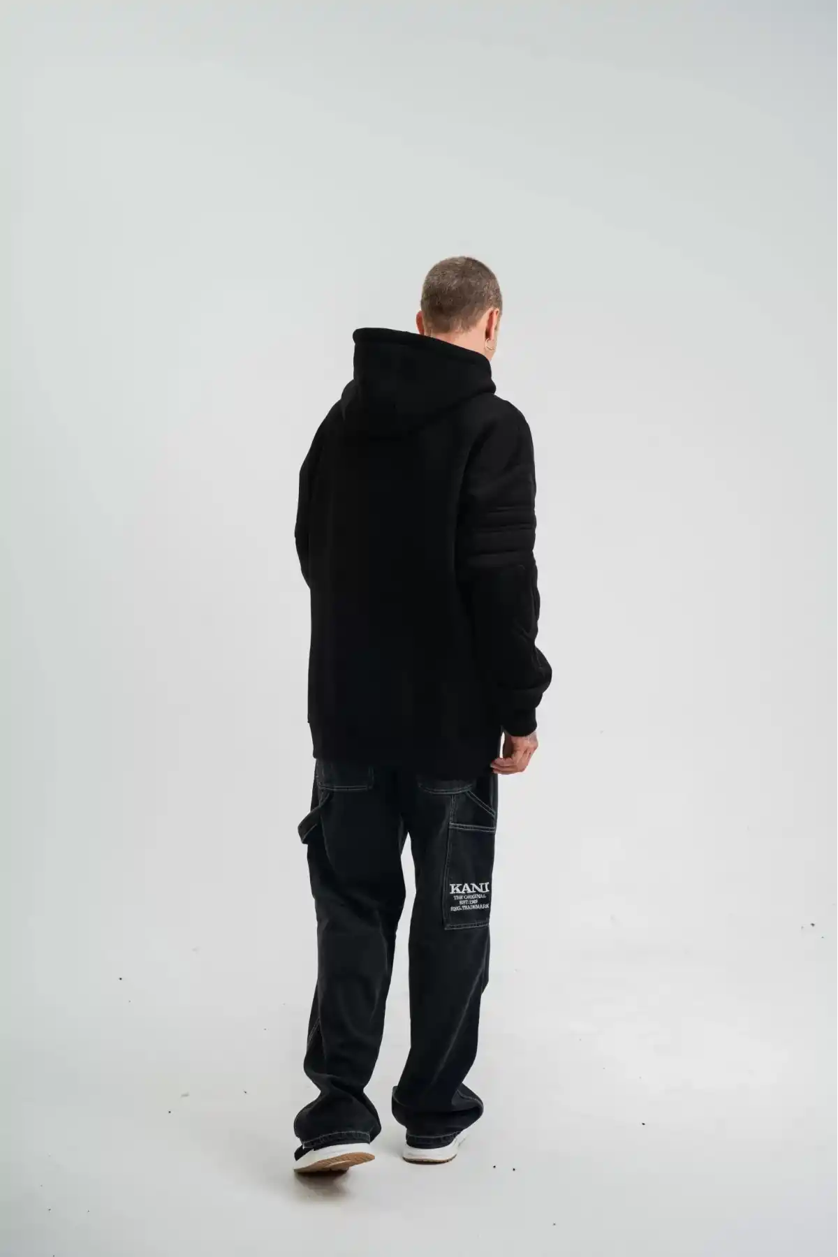 Double Oversize Kapşonlu Nakışlı SweatShirt - Siyah