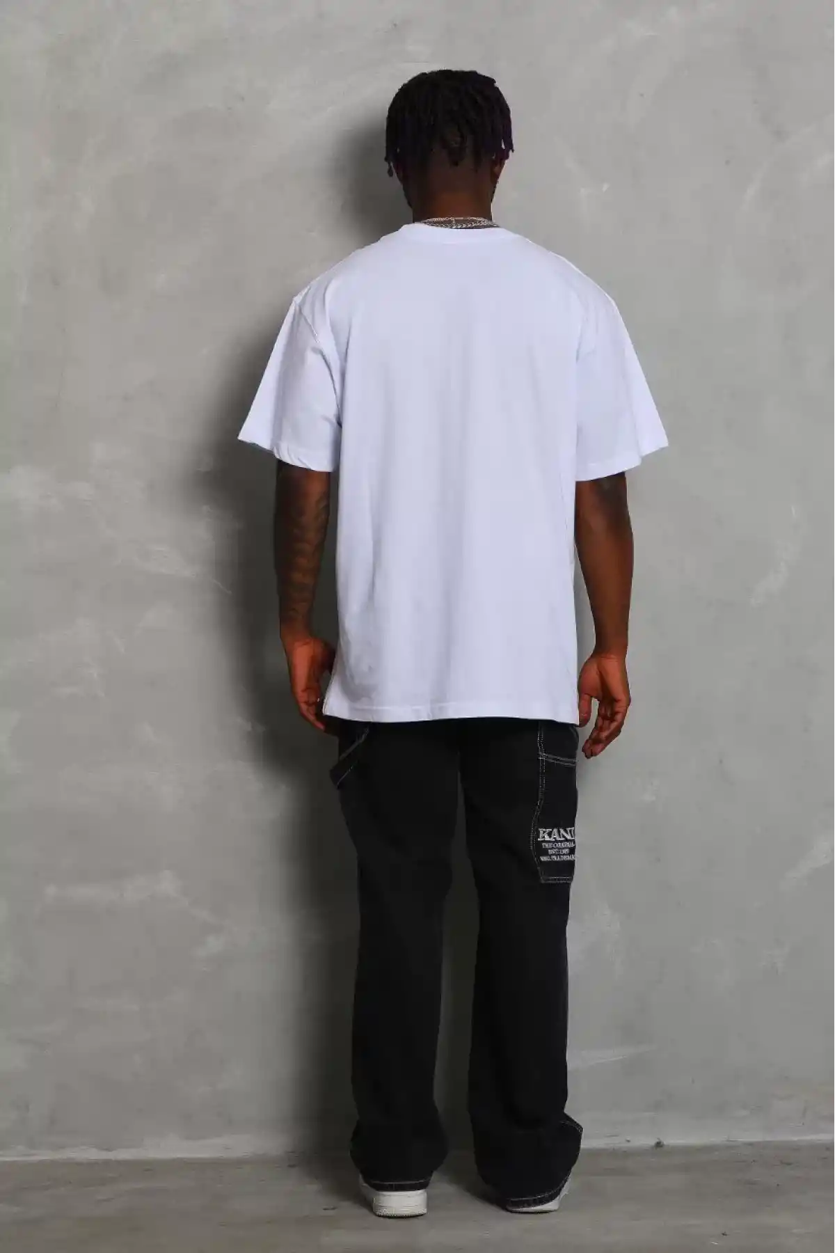 Unisex Oversize Düz Bisiklet Yaka T-Shirt - Beyaz