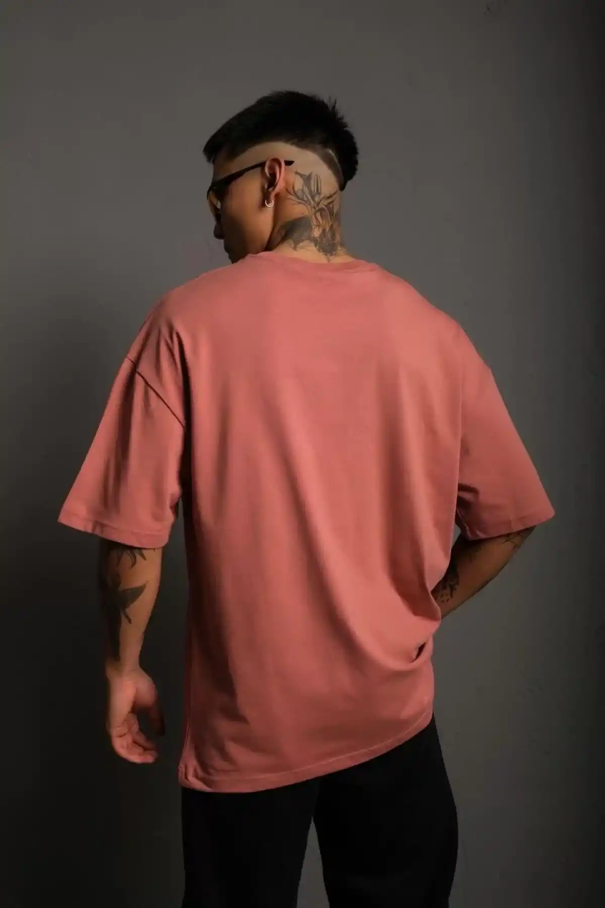 Erkek 24/1 Düz A Kalite Oversize T-shirt - Mavi