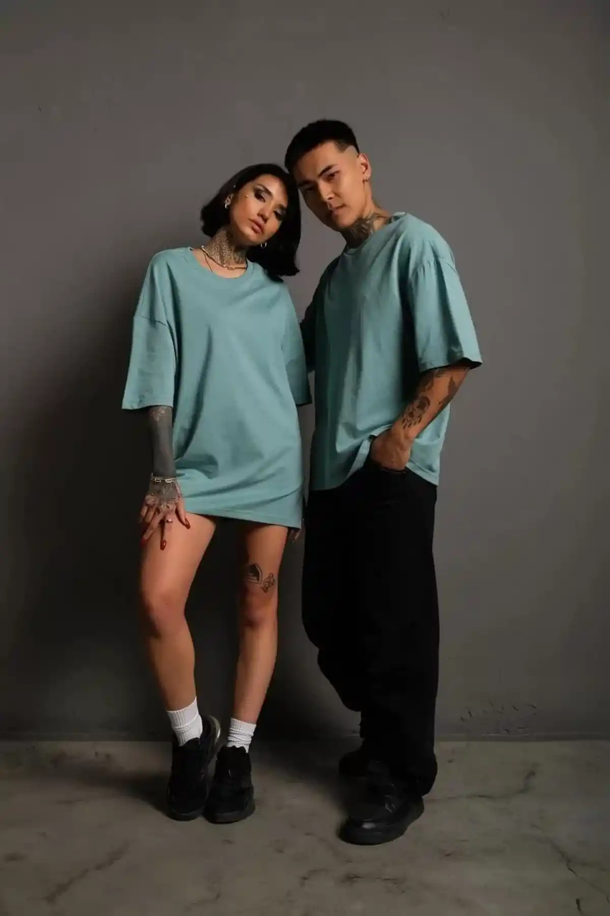 Erkek 24/1 Düz A Kalite Oversize T-shirt - Yeşil