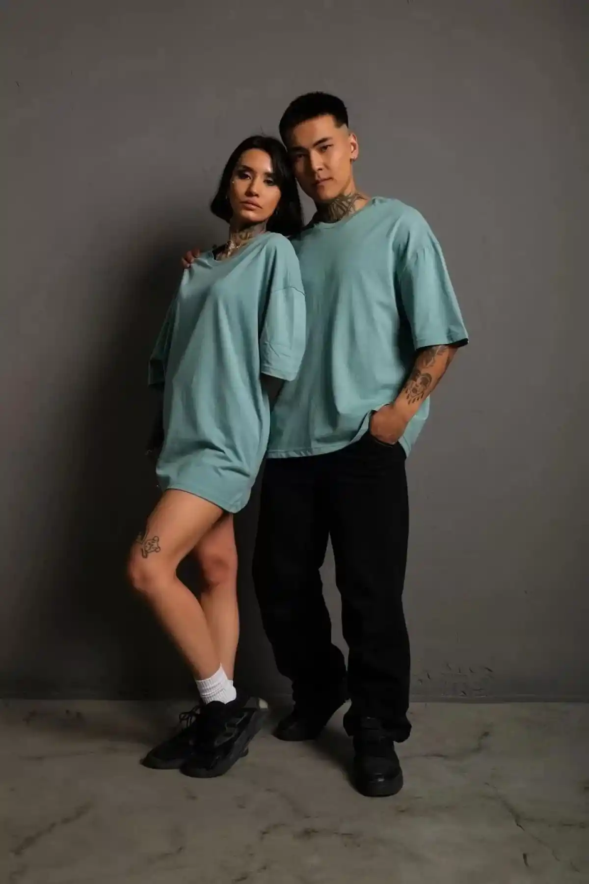 Erkek 24/1 Düz A Kalite Oversize T-shirt - Yeşil