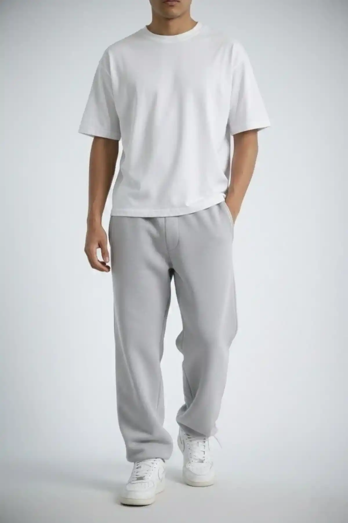 Erkek Baggy Alt Eşofman - Gri