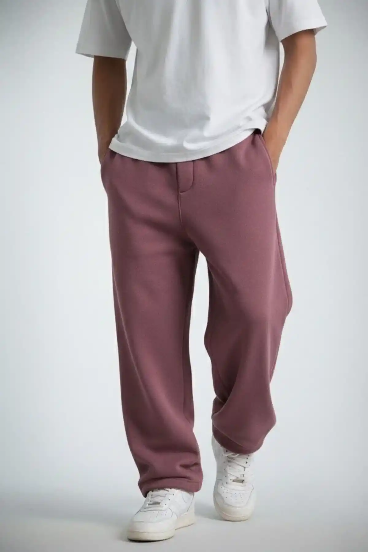 Erkek Baggy Alt Eşofman - Gül Kurusu