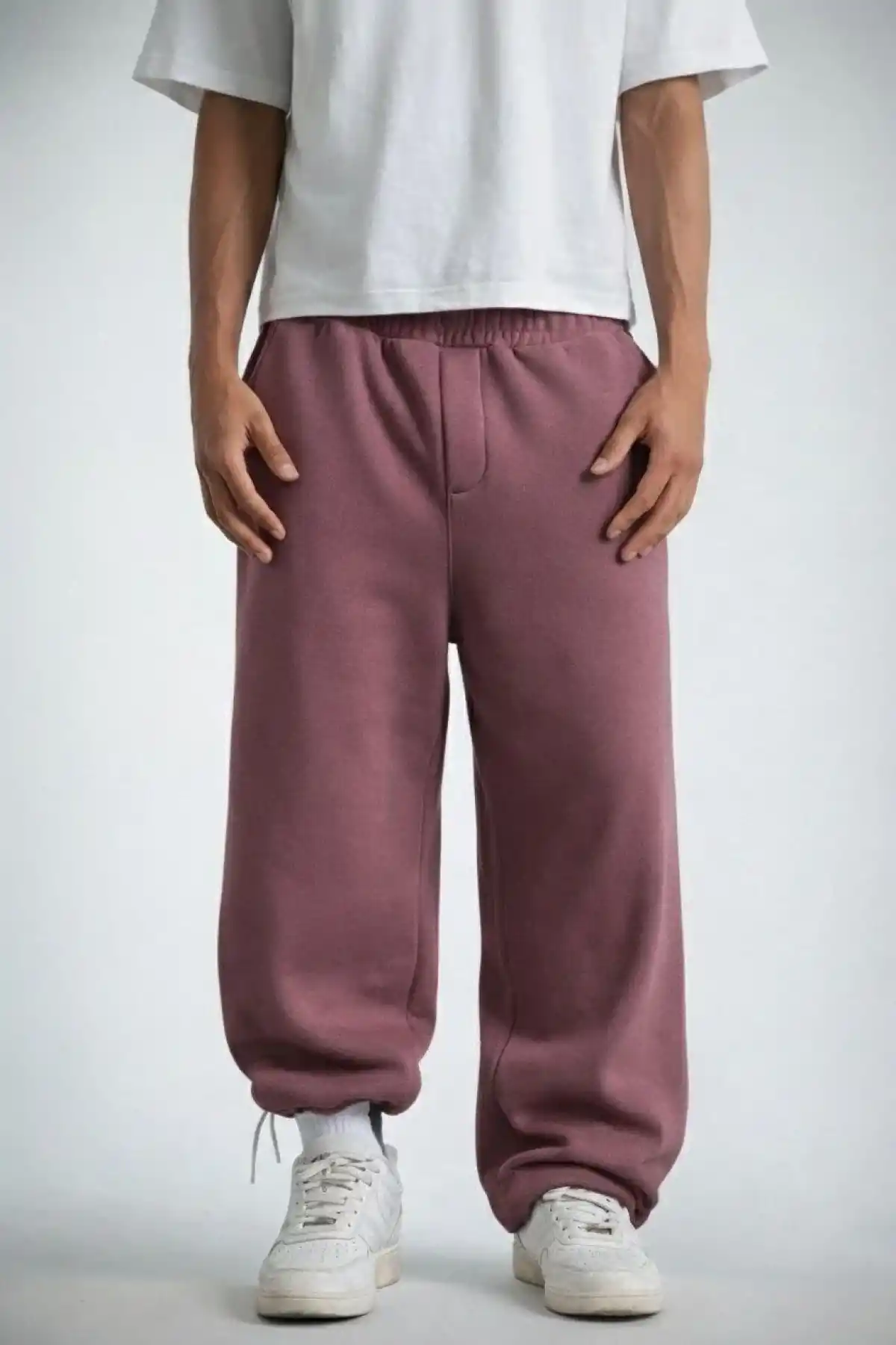 Erkek Baggy Alt Eşofman - Gül Kurusu