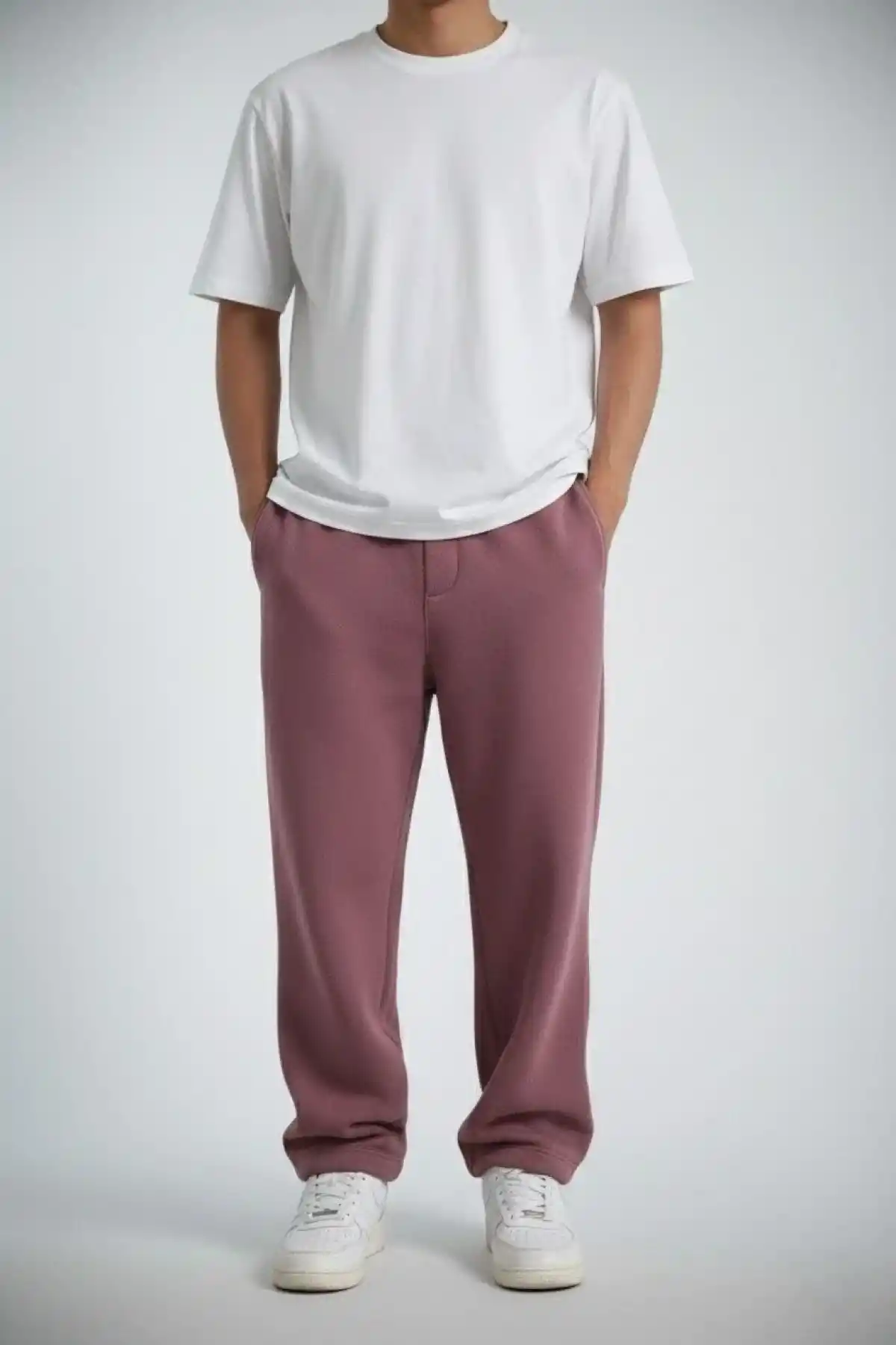 Erkek Baggy Alt Eşofman - Gül Kurusu