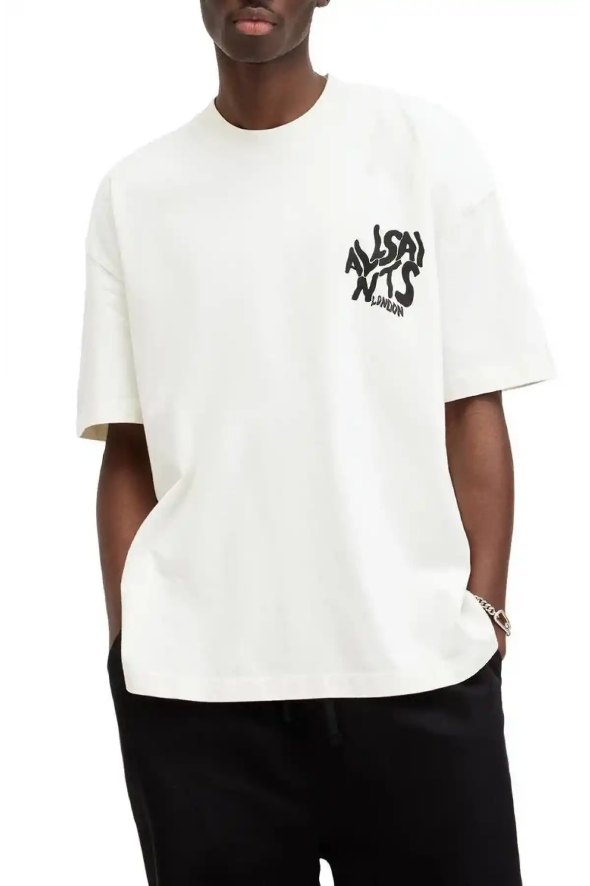 Erkek Baskılı Oversize - Beyaz