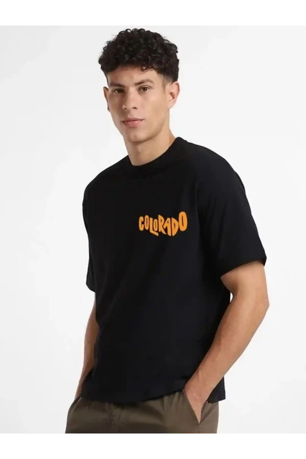 Erkek Baskılı Oversize T-shirt - Siyah