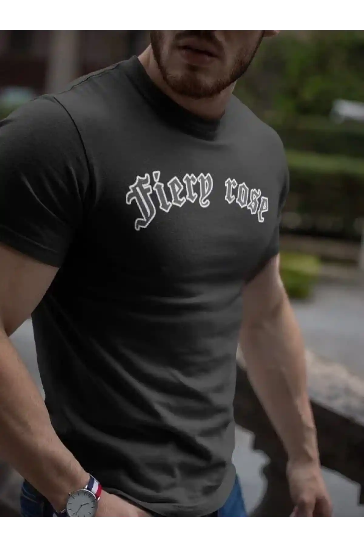 Erkek Bisiklet Yaka Baskılı Oversize T-Shirt - Siyah