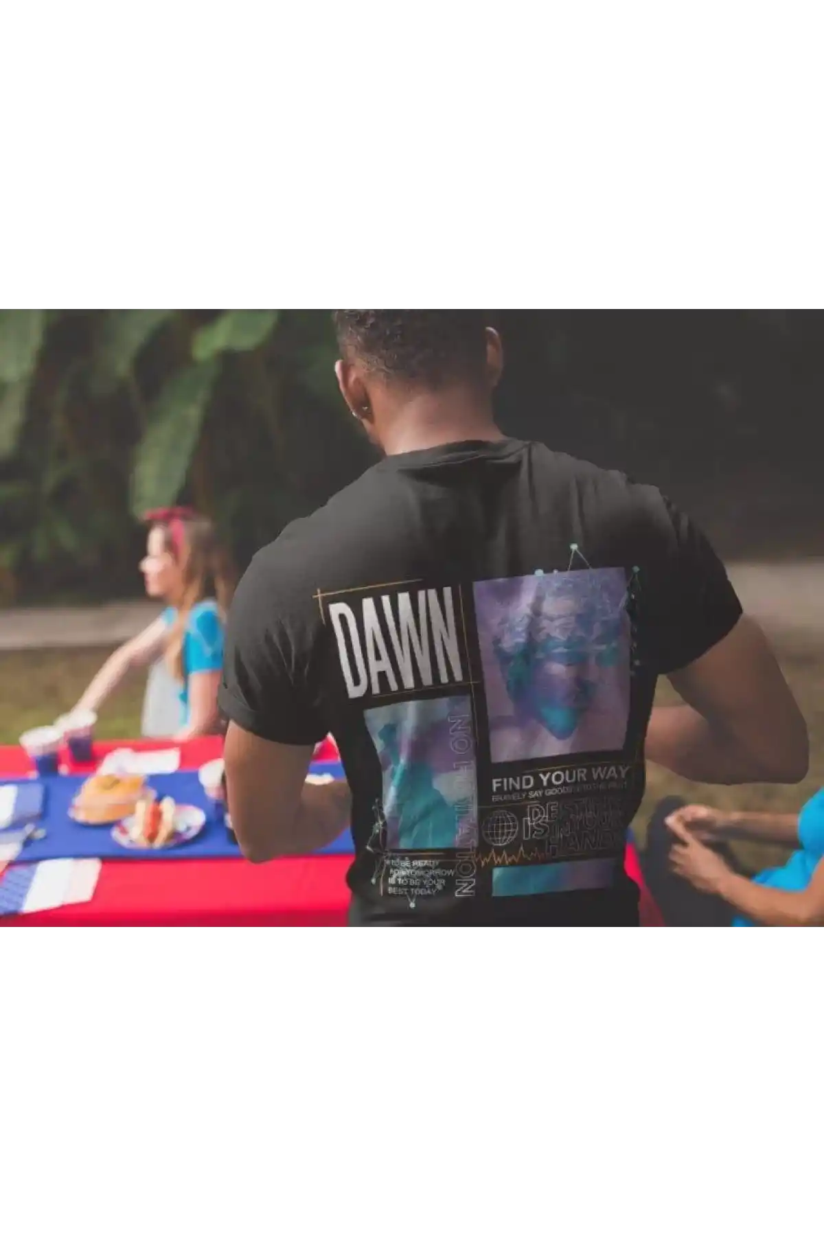 Erkek Bisiklet Yaka Baskılı Oversize T-Shirt - Siyah