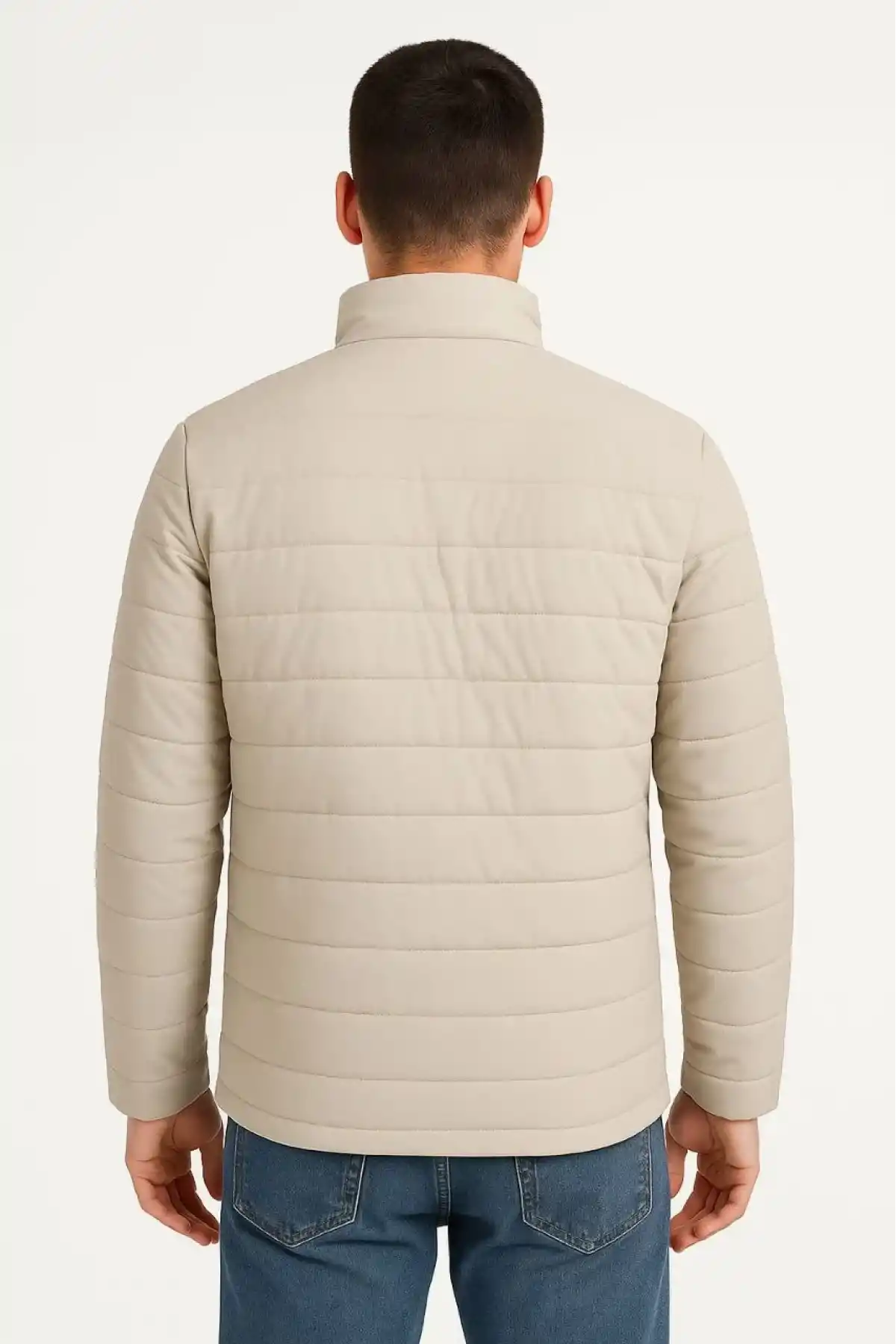 Erkek Bomber Mont Ceket – Su İtici Kumaş, Kapitone Astarlı, Fermuarlı, Kışlık - Bej